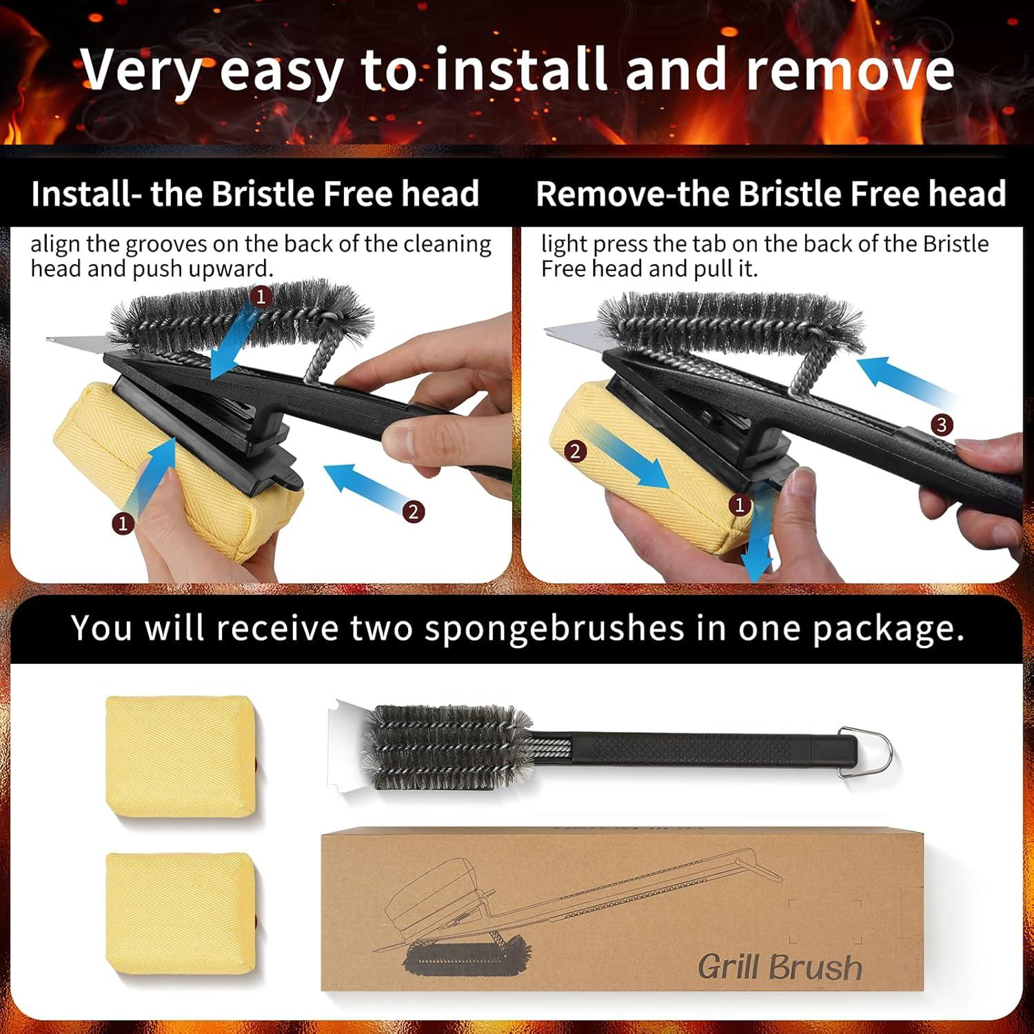 Cepillo de Parrilla PePeng 3 en 1 con Raspador - Negro