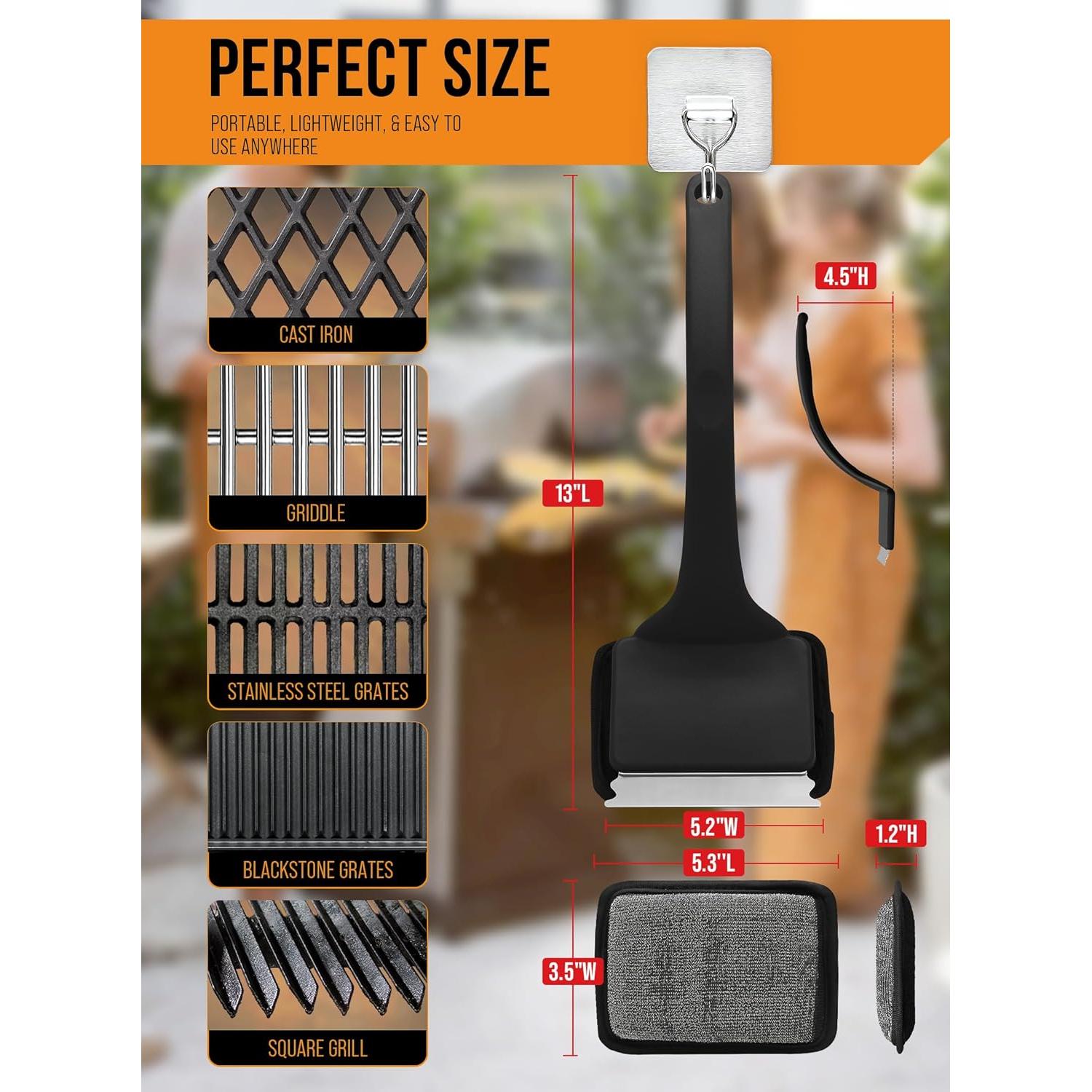 Cepillo Limpiador de Parrilla Sin Cerda YRVHCK con 5 Repuestos