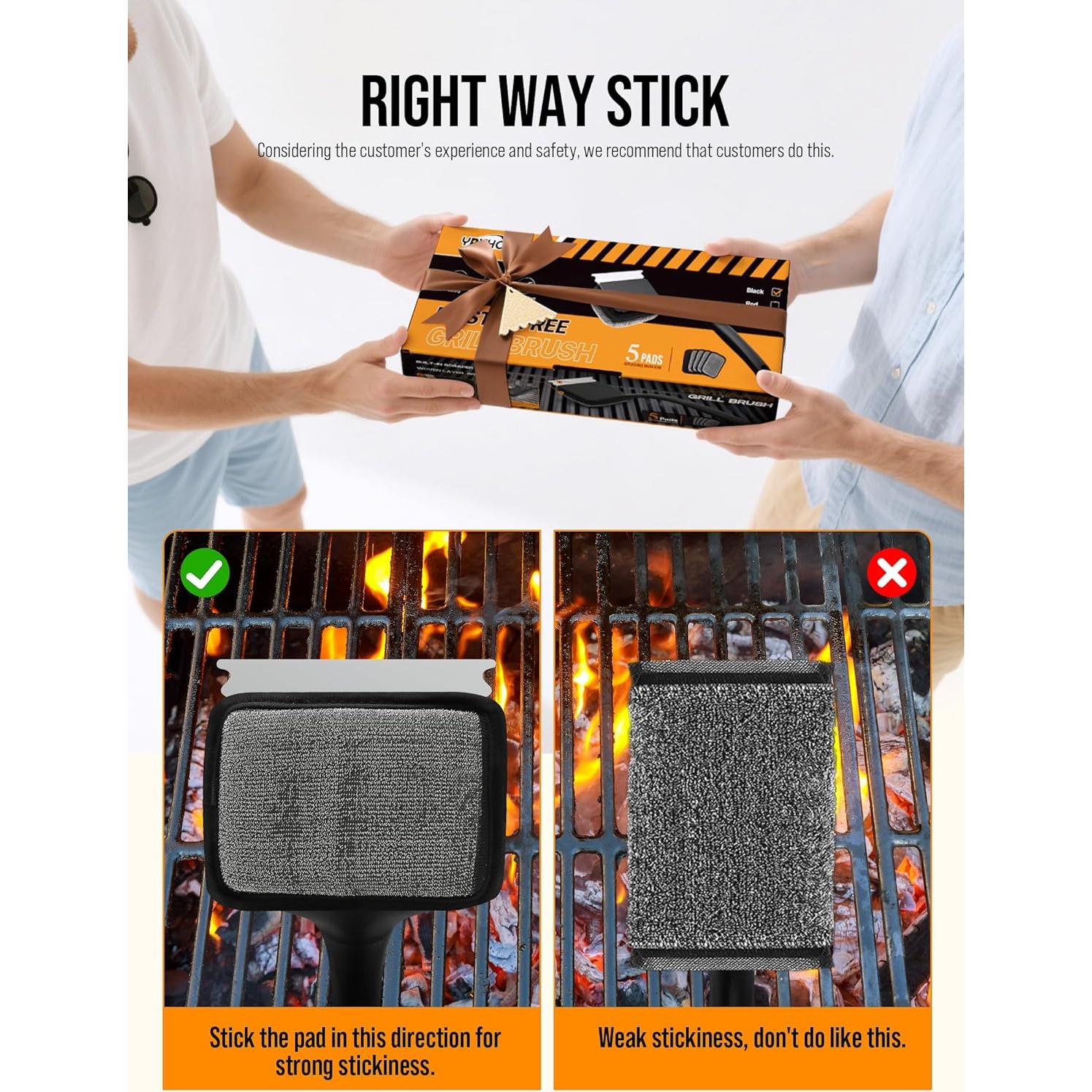 Cepillo Limpiador de Parrilla Sin Cerda YRVHCK con 5 Repuestos