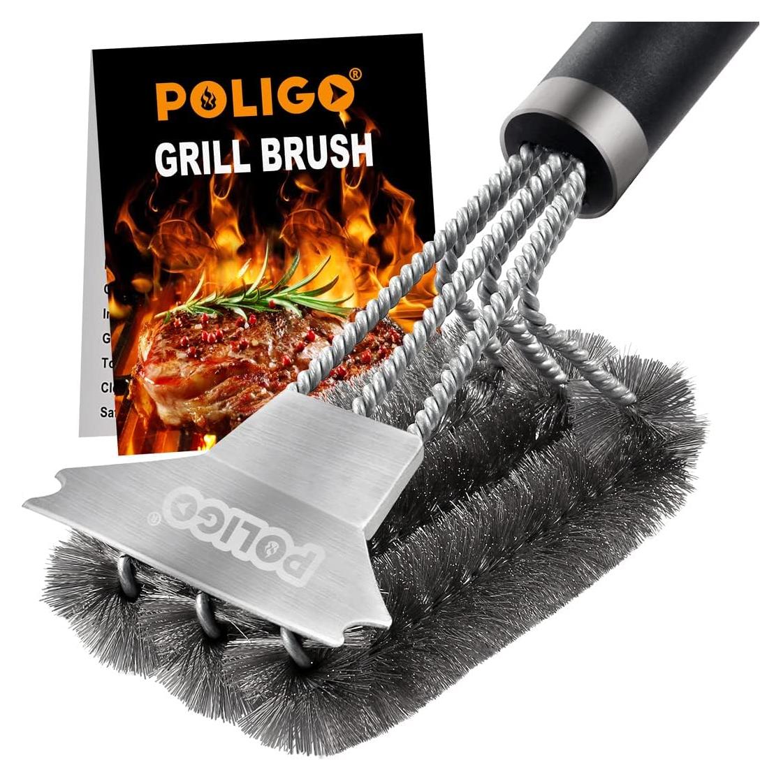 Cepillo y Raspador de Parrilla POLIGO 45.72 cm Acero Inoxidable