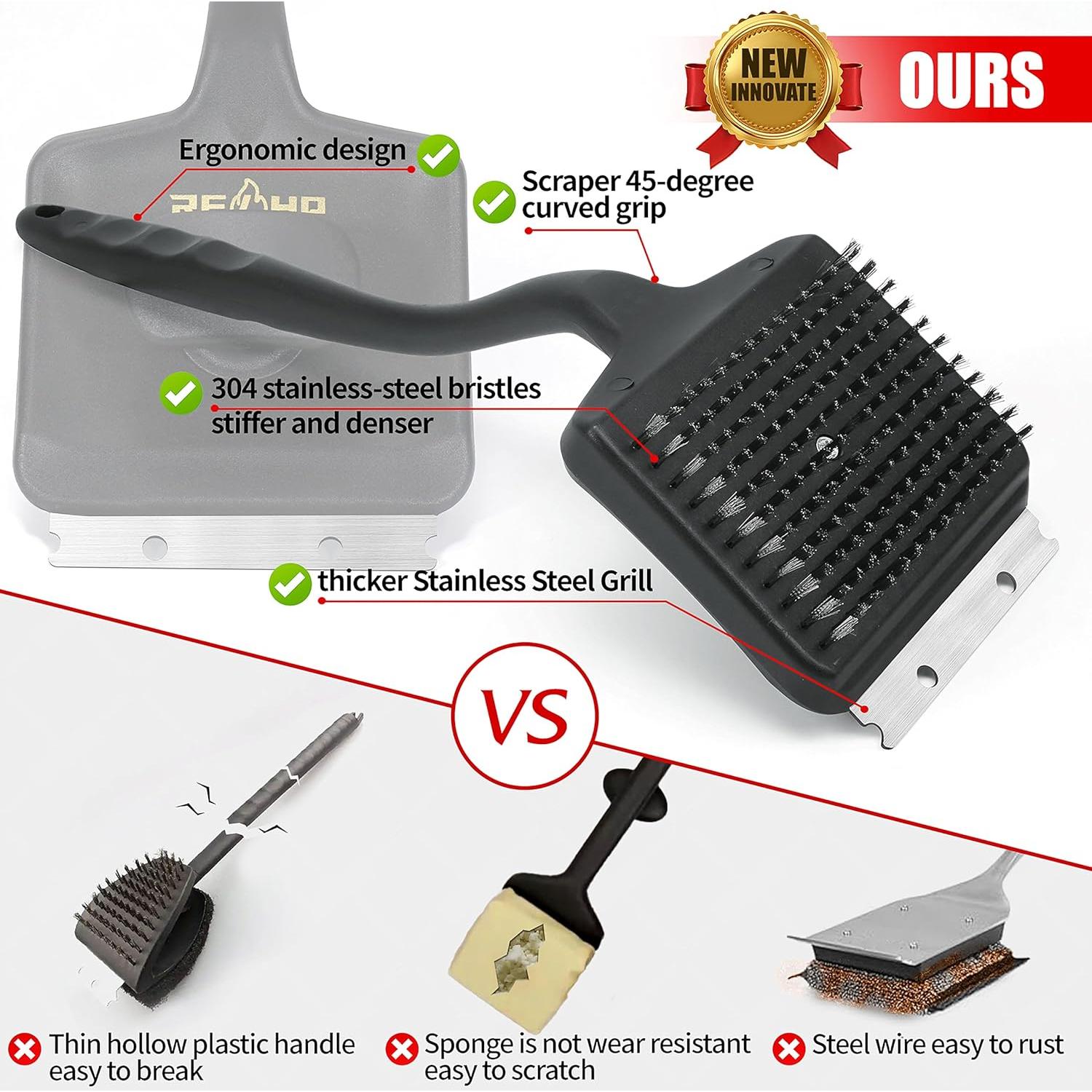 Cepillo y Raspador para Parrilla RELHP 43 cm Acero Inoxidable