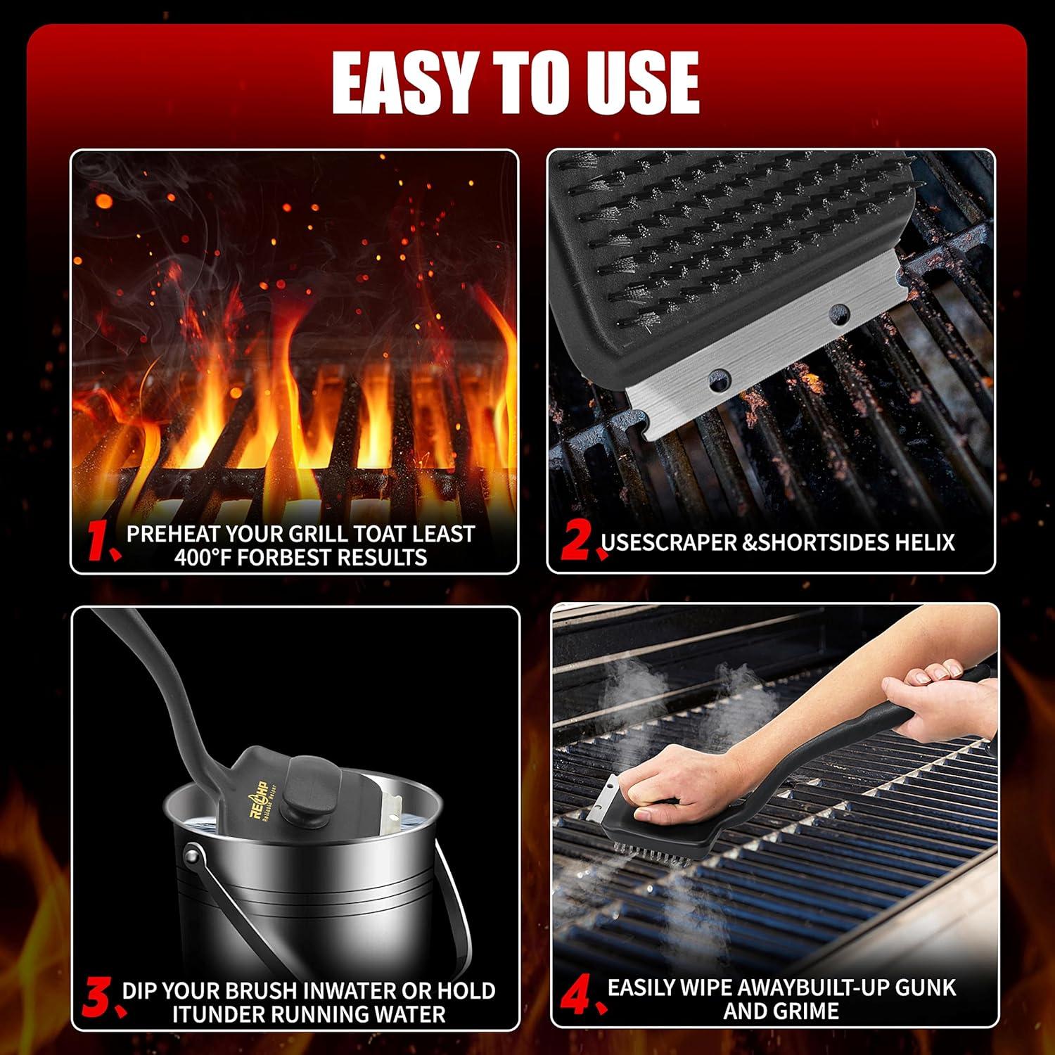 Cepillo y Raspador para Parrilla RELHP 43 cm Acero Inoxidable