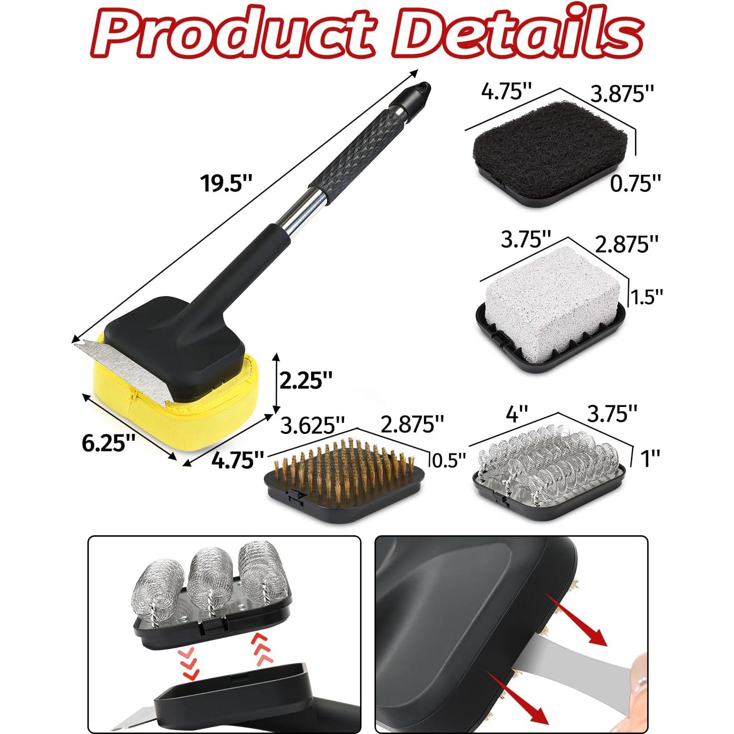 Cepillo de Parrilla 5 en 1 Genérico con Cabezas Reemplazables