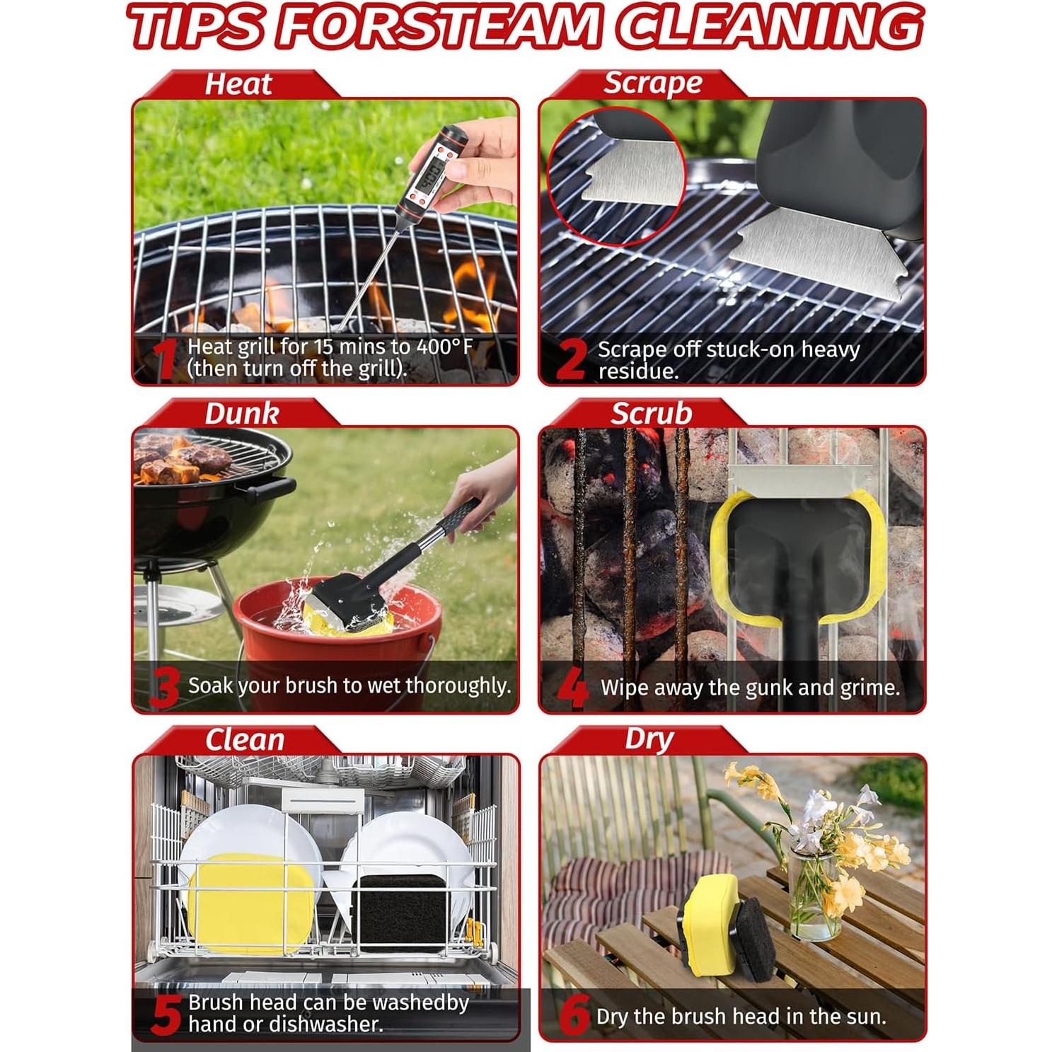 Cepillo de Parrilla 5 en 1 Genérico con Cabezas Reemplazables