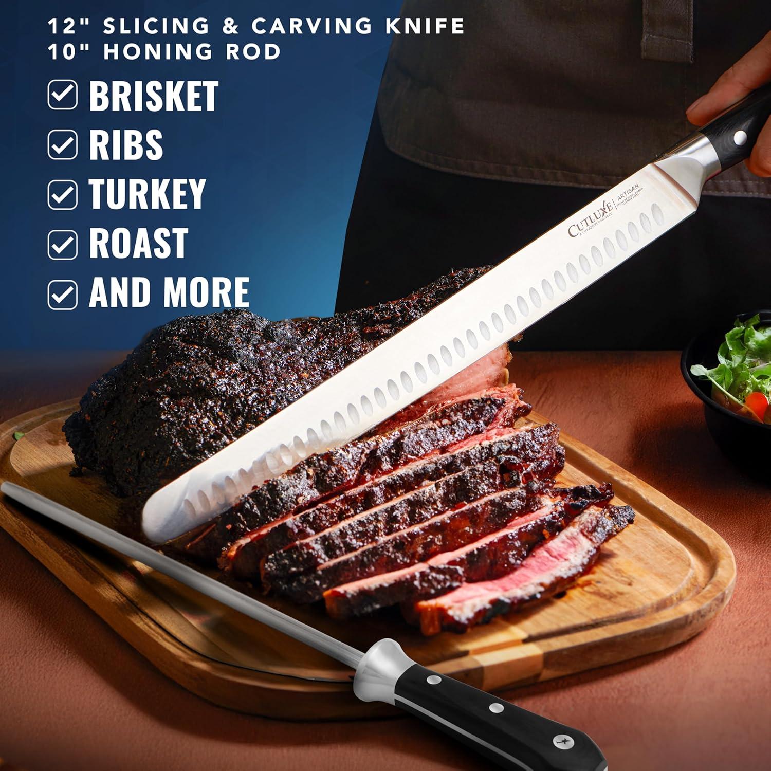 Juego de Cuchillos para BBQ Cutluxe - Cuchillo de 30.5 cm y Varilla de 25.4 cm