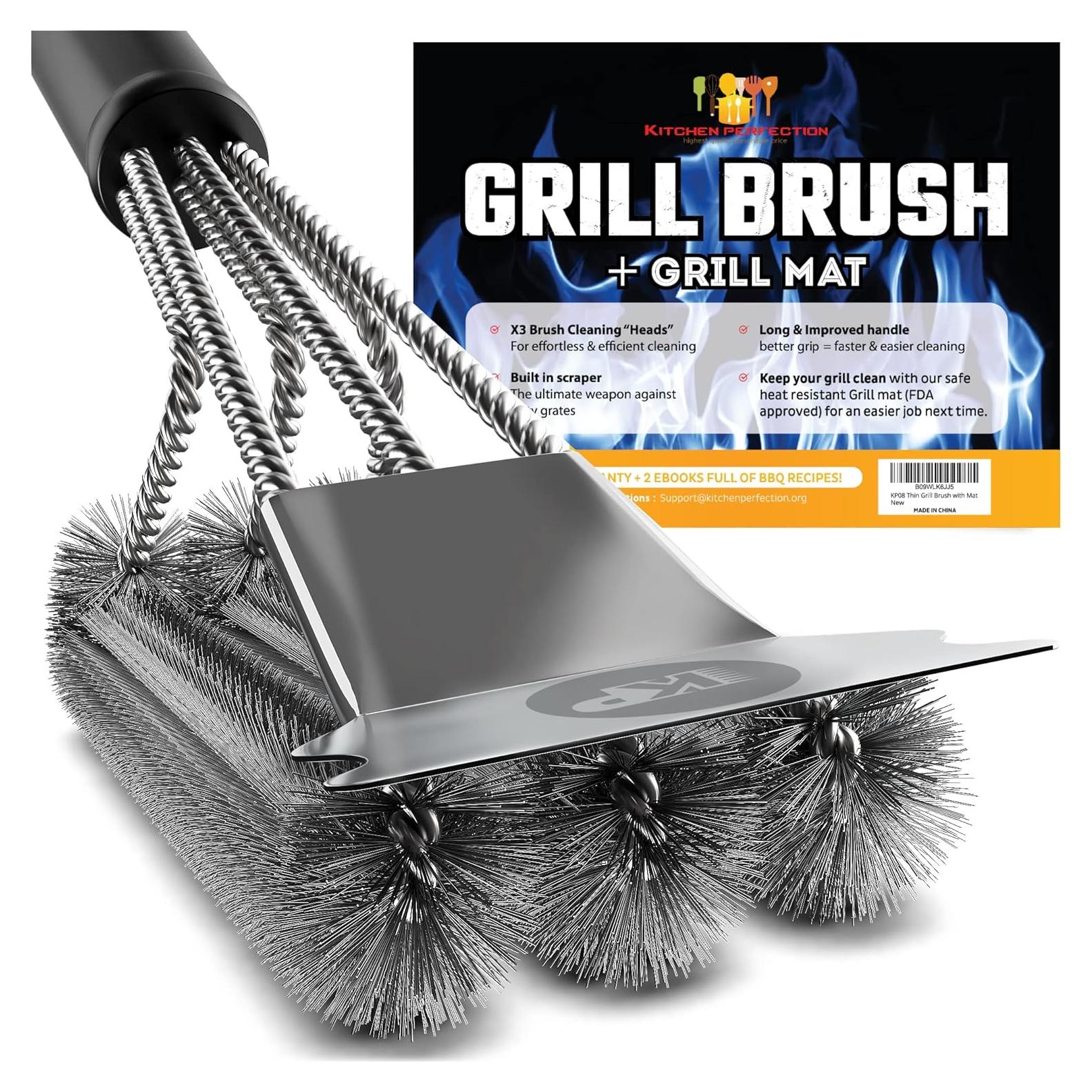 Cepillo de Parrilla Sin Cerdas Perfección en la Cocina + Alfombrilla