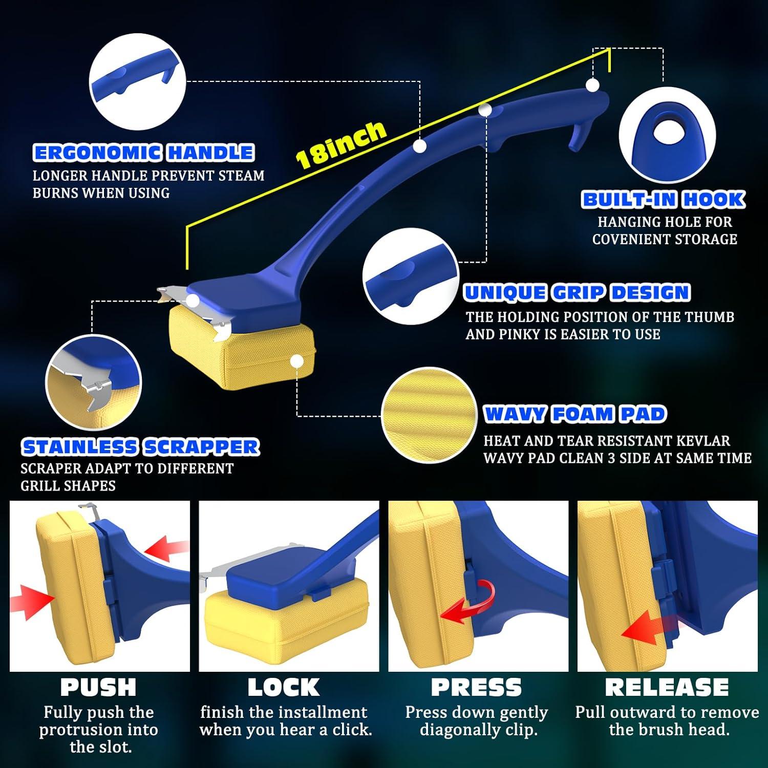 Cepillo Limpiador de Parrilla BSTTEK con Cabezal de Kevlar 39.4cm
