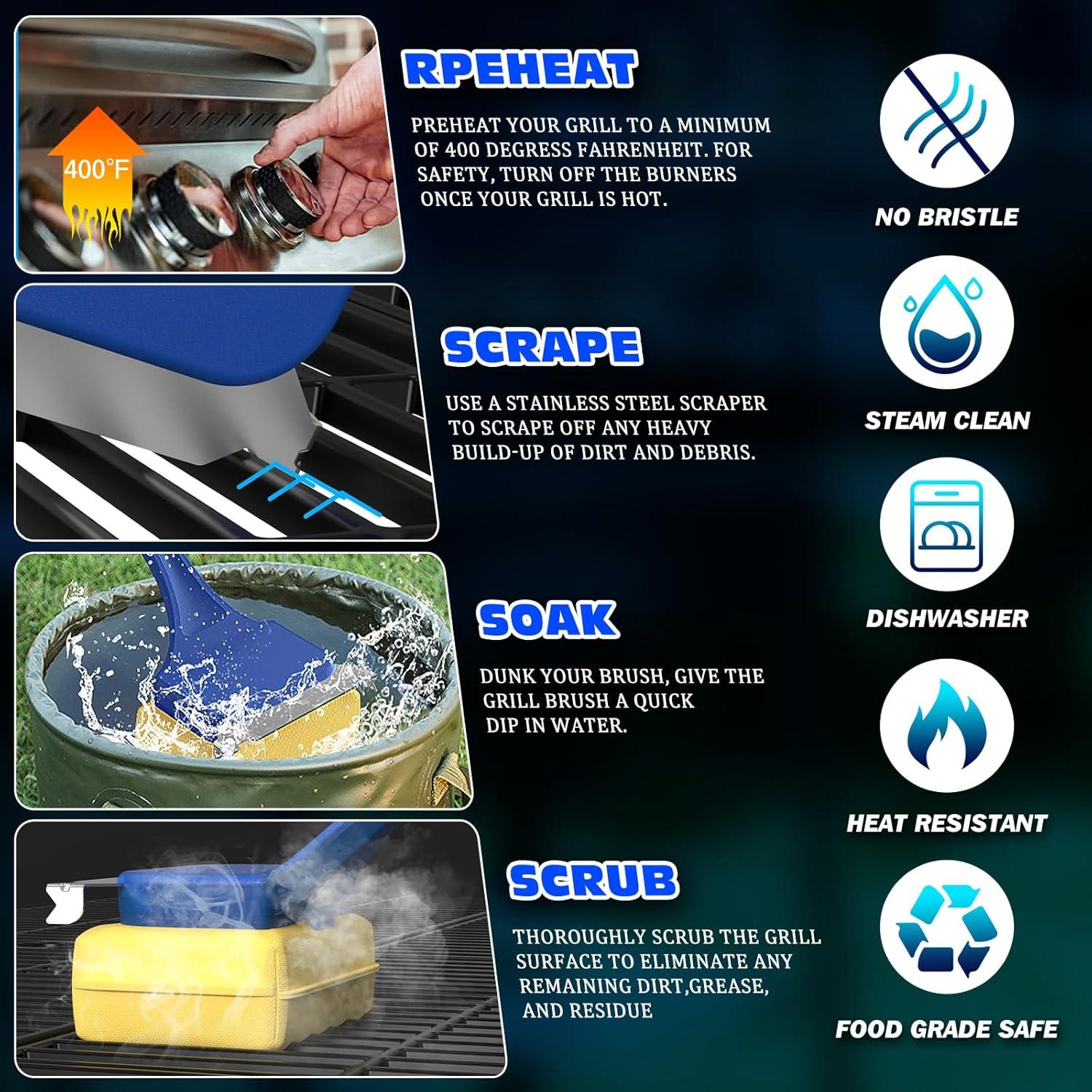 Cepillo Limpiador de Parrilla BSTTEK con Cabezal de Kevlar 39.4cm