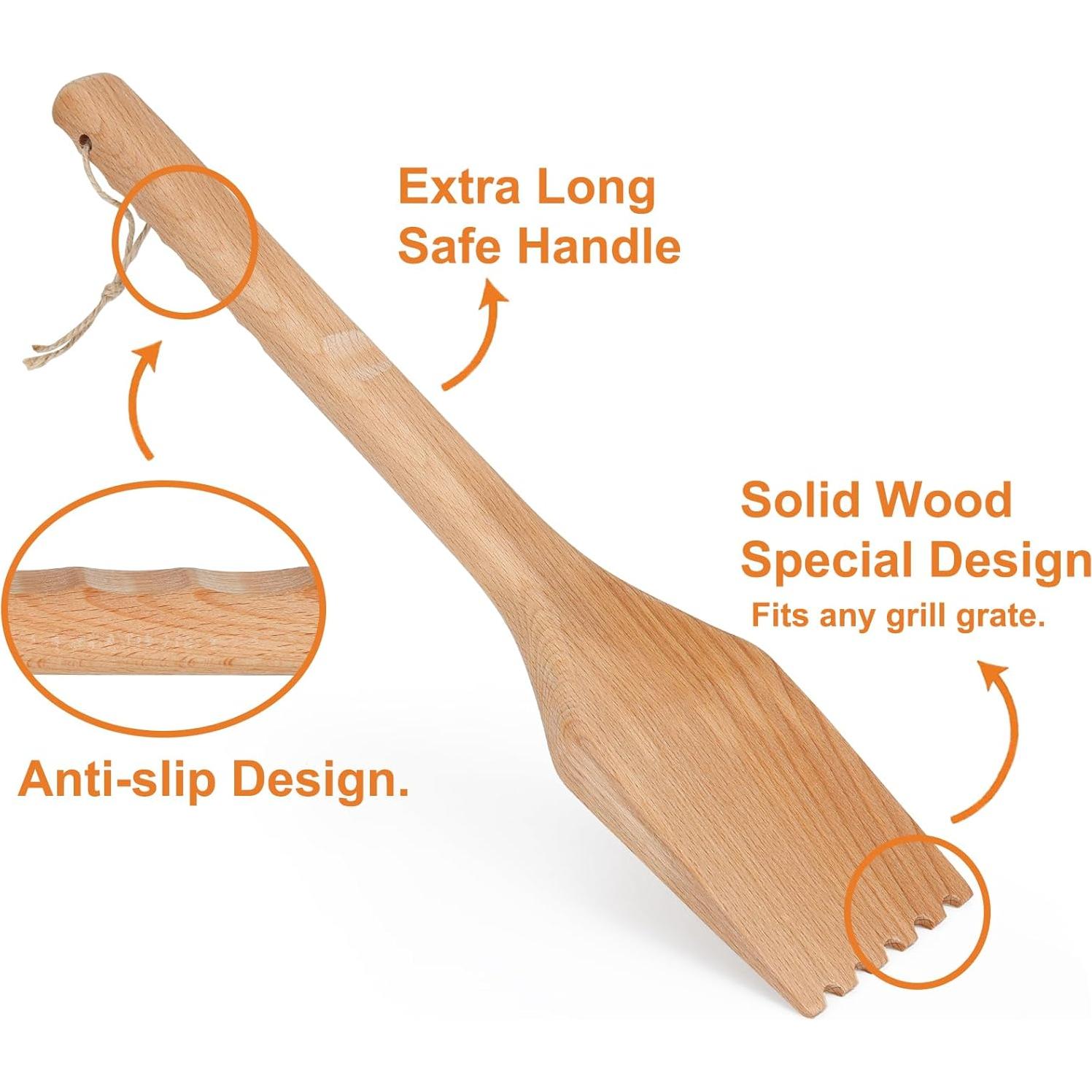 Raspador de Parrilla de Madera Lanpuly 40.6x9.7cm Mango Largo
