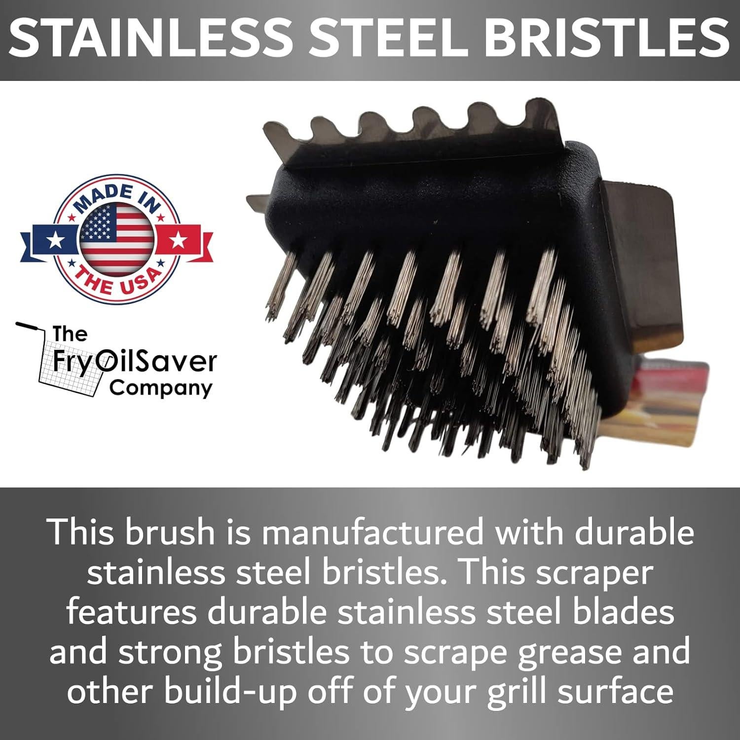 Cepillo para Parrilla FryOilSaver Co. 90052 con 3 Raspadores