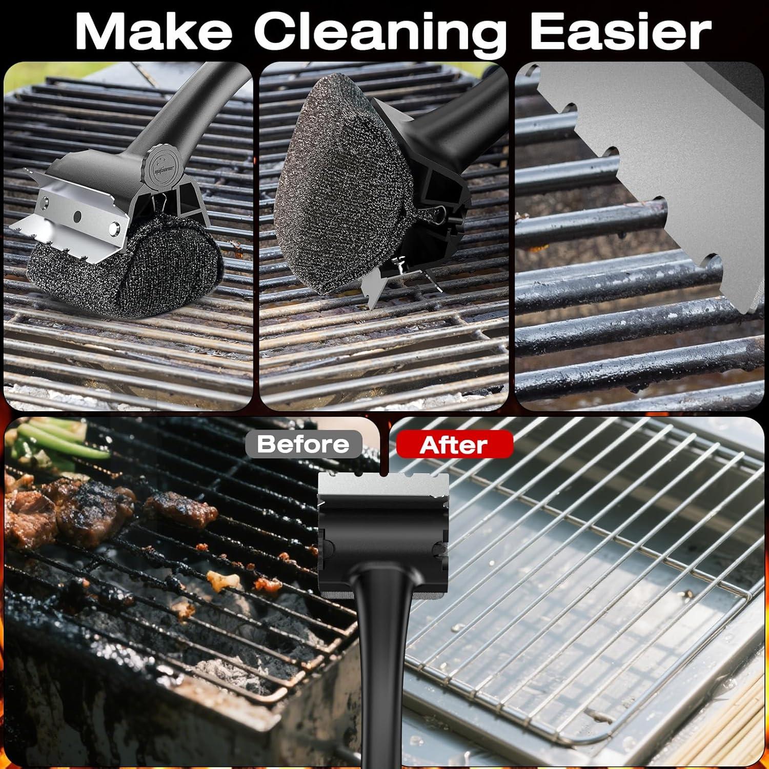 Cepillo de Parrilla BBQ Purgreat 2 en 1 - Sin Cerda y Raspador