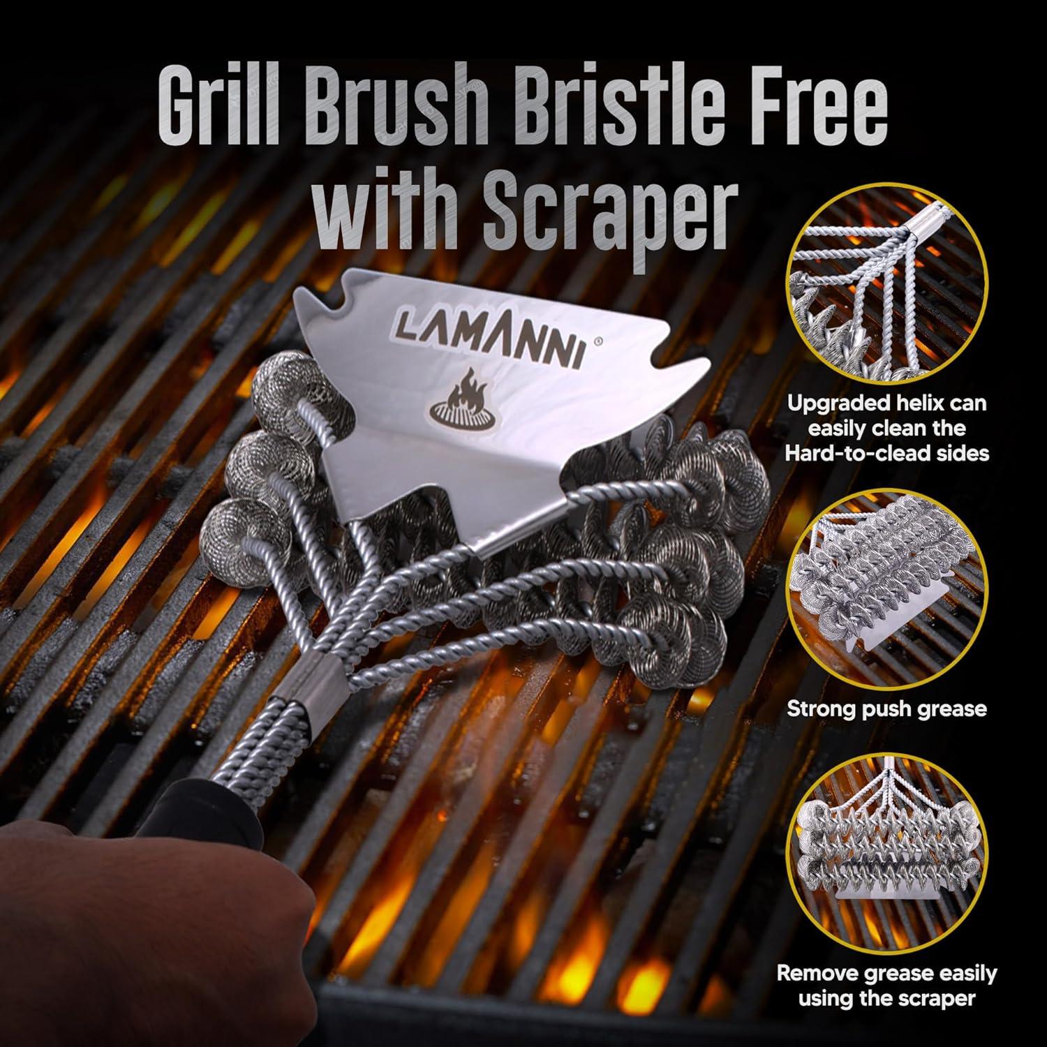 Limpiador de Parrilla 46 cm Genérico con Raspador de Acero Inoxidable