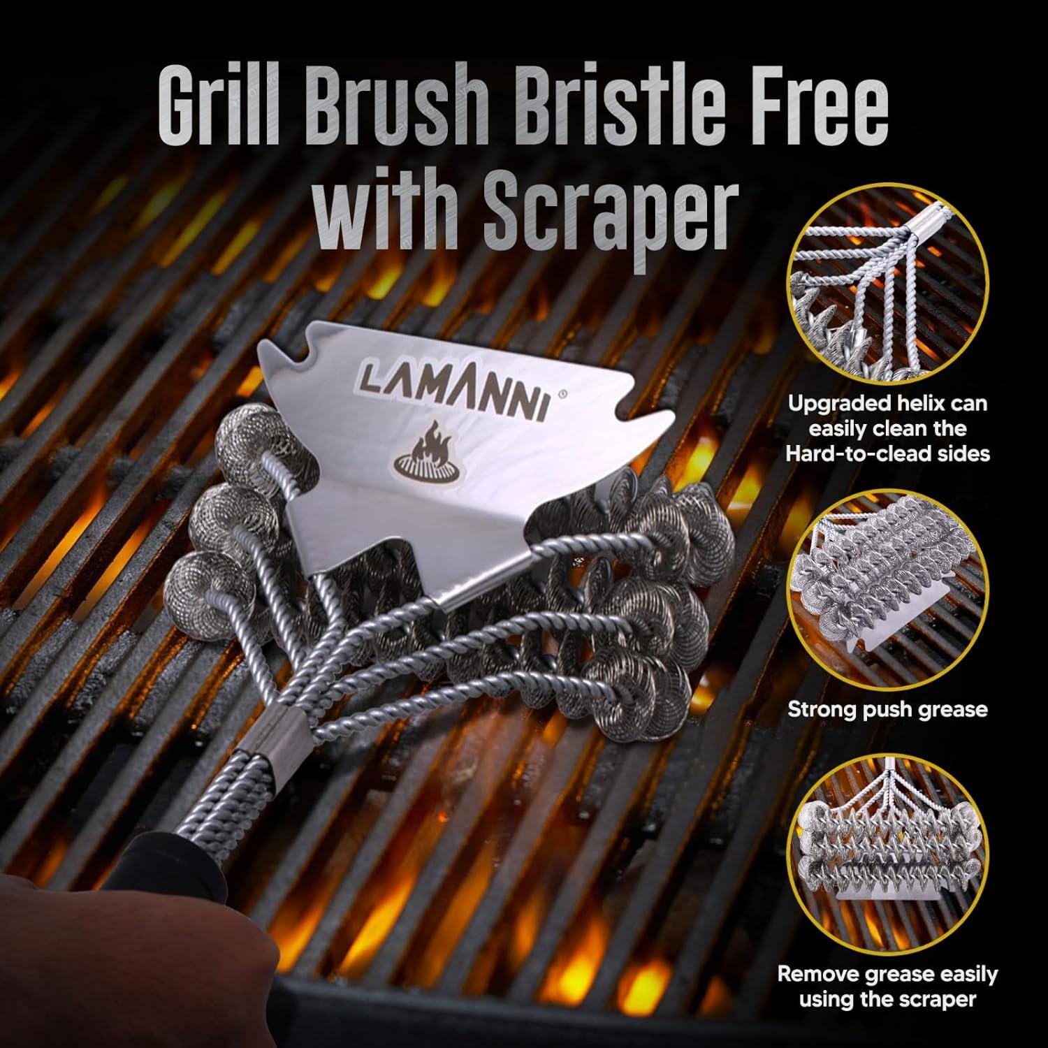 Limpiador de Parrilla 46 cm Genérico con Raspador de Acero Inoxidable