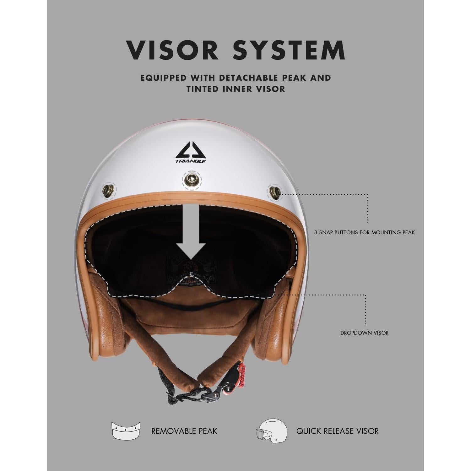 Casco de Moto TRIANGLE B206 Retro 3/4 Ajustable S