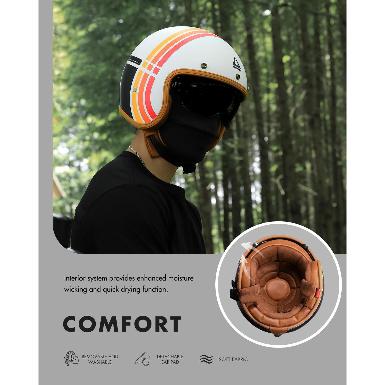 Casco de Moto TRIANGLE B206 Retro 3/4 Ajustable S