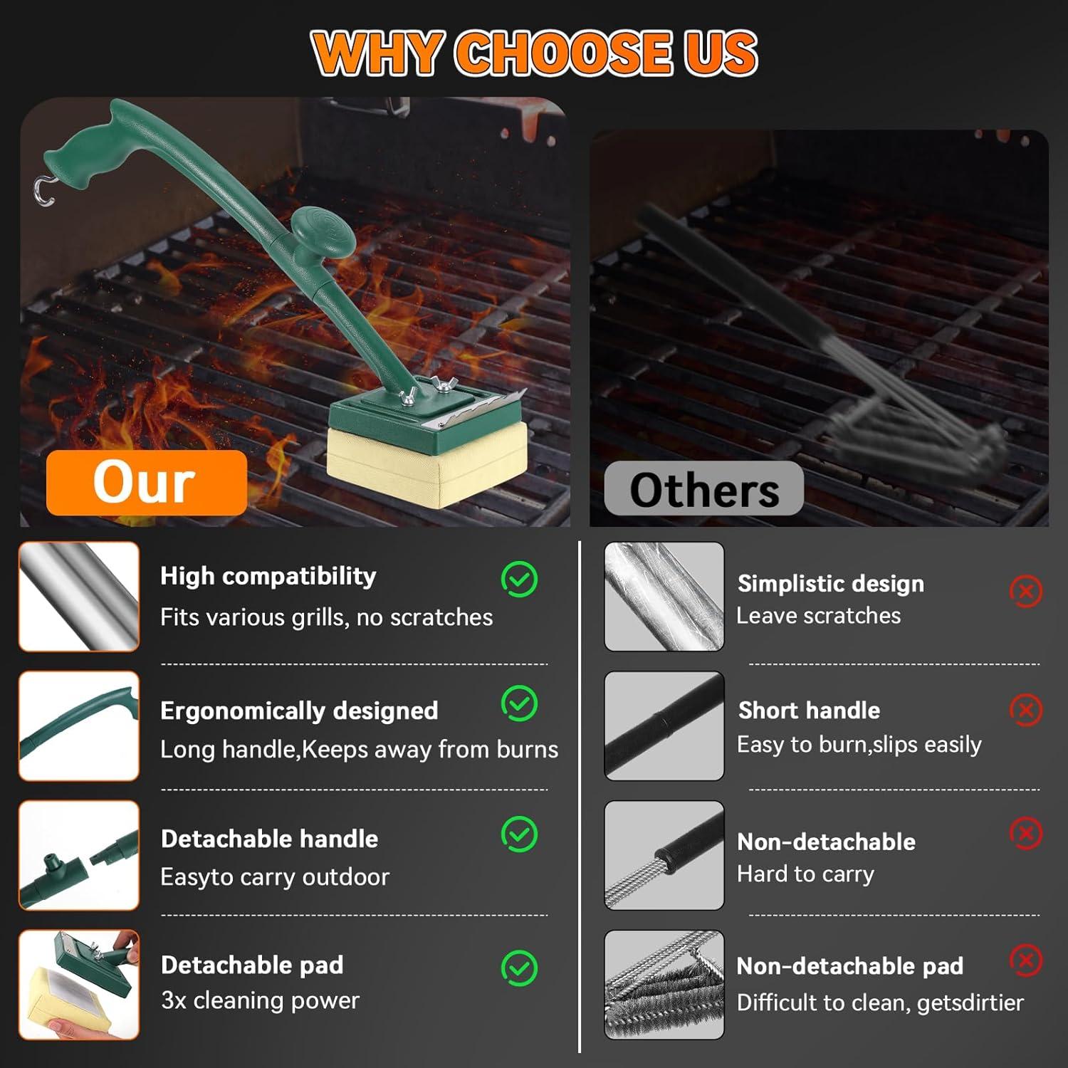 Cepillo para Parrilla Jkoeier 56 cm Sin Cerda con Raspador