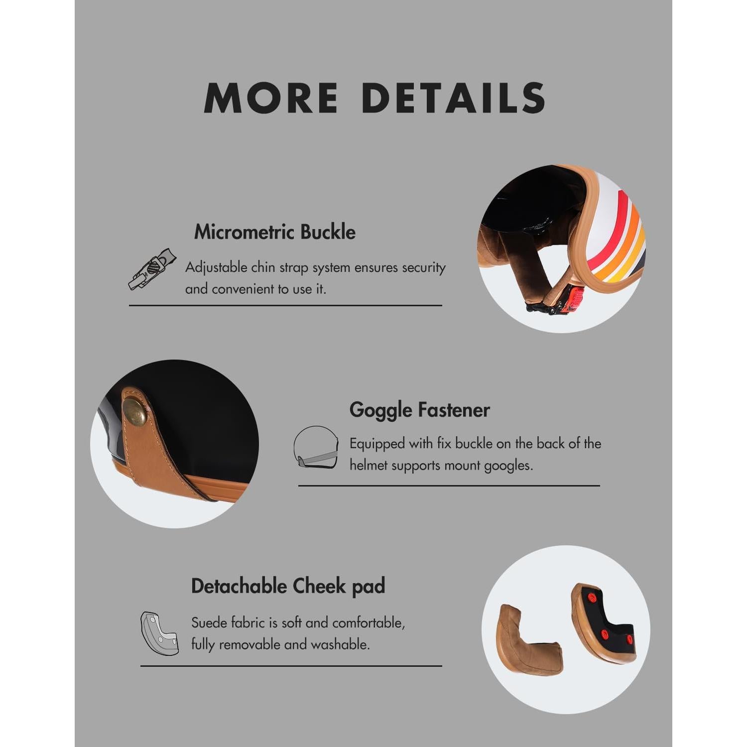 Casco de Moto TRIANGLE B206 Retro Abierto para Adultos XL