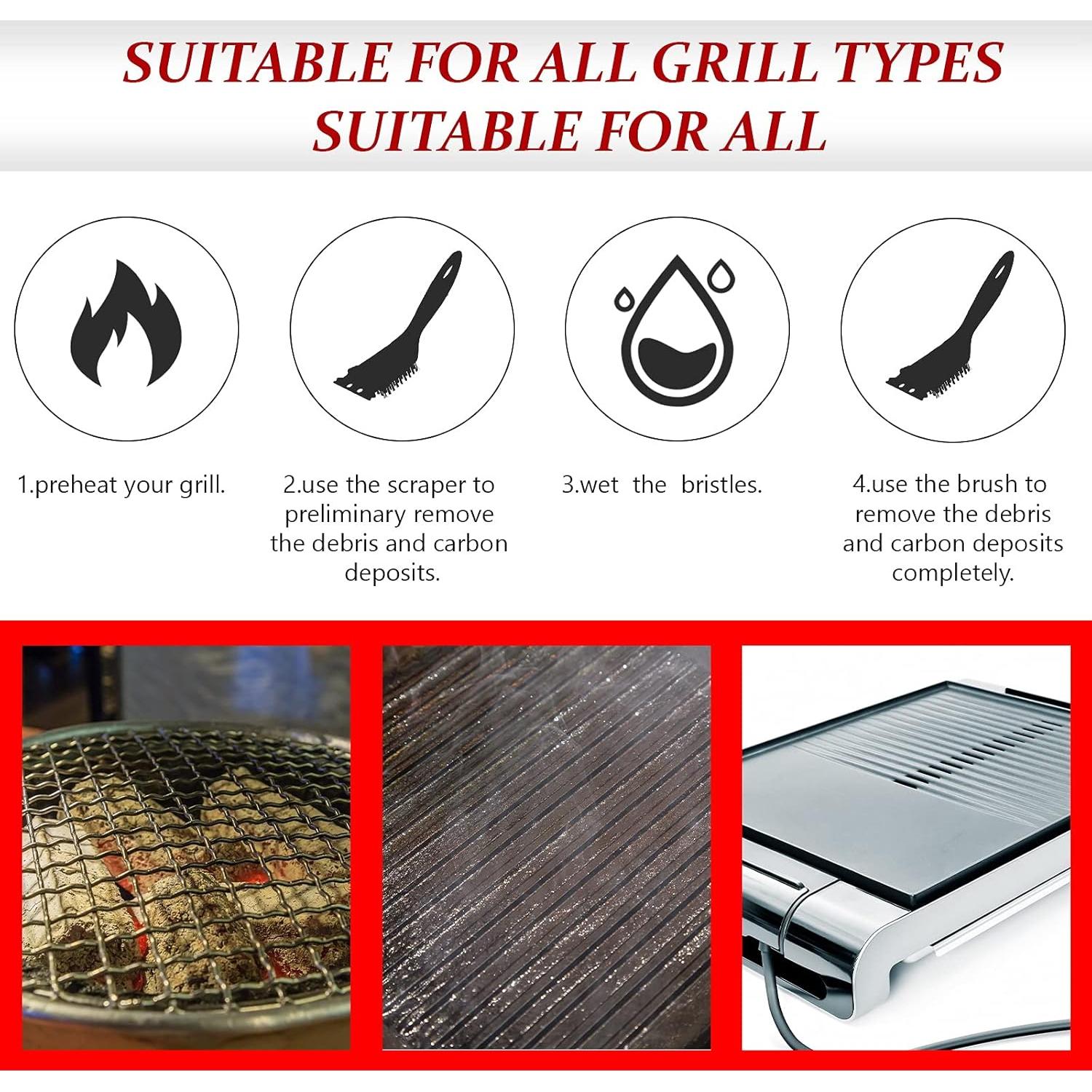 Cepillo de Barbacoa Chengu 2 Pcs Acero Inoxidable 31x7.2cm