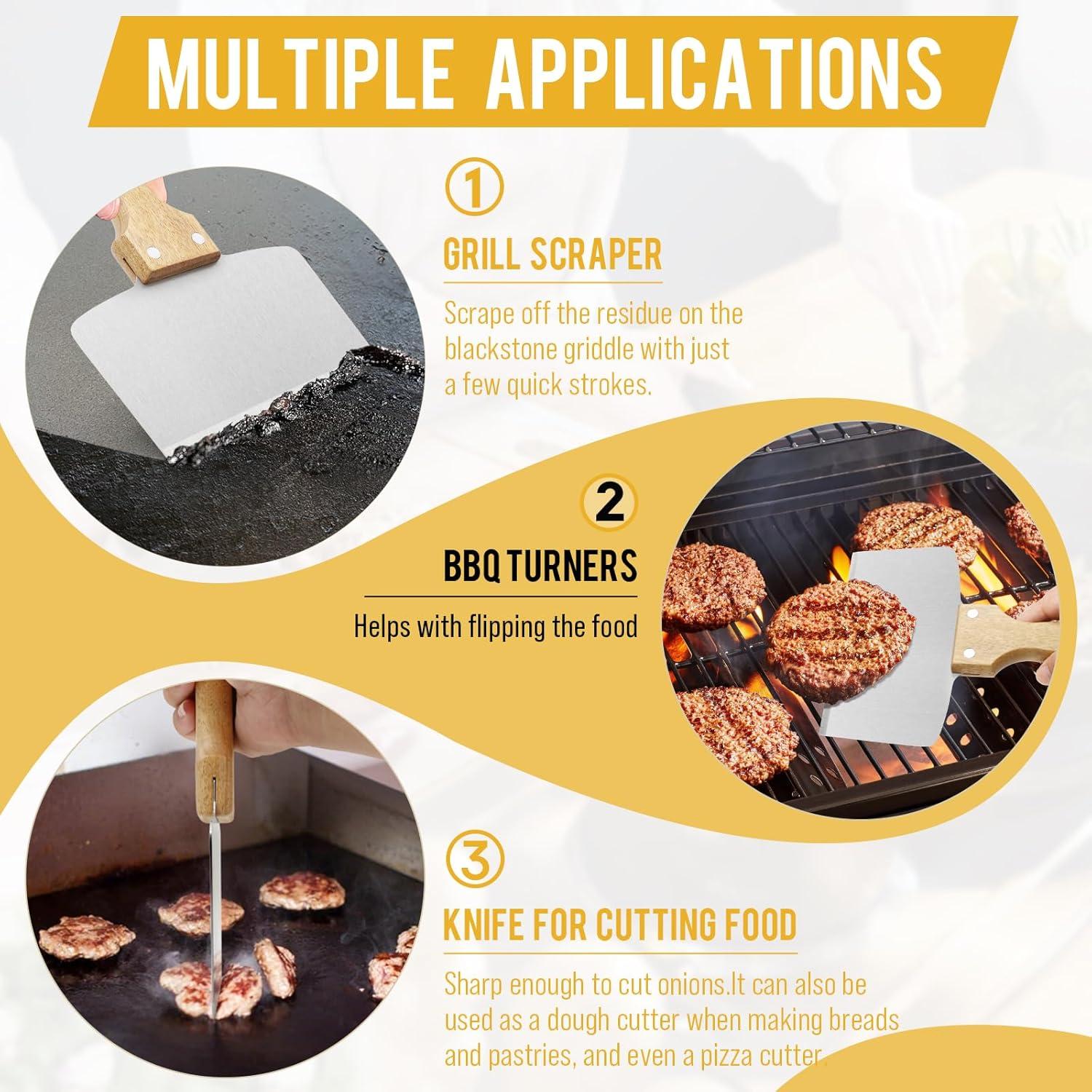 Raspador de Parrilla AWEASROY Acero Inoxidable 3 en 1