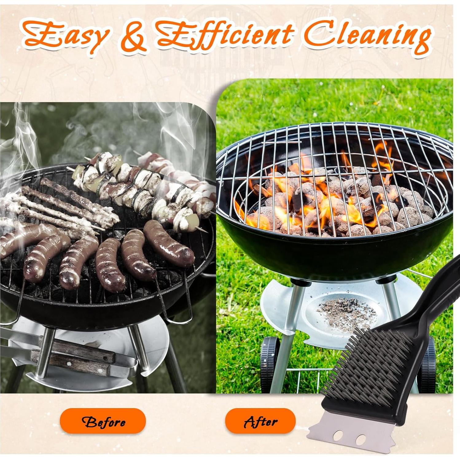 Juego de Cepillo y Raspador de Parrilla KINYFY 2 Pcs Acero Inoxidable