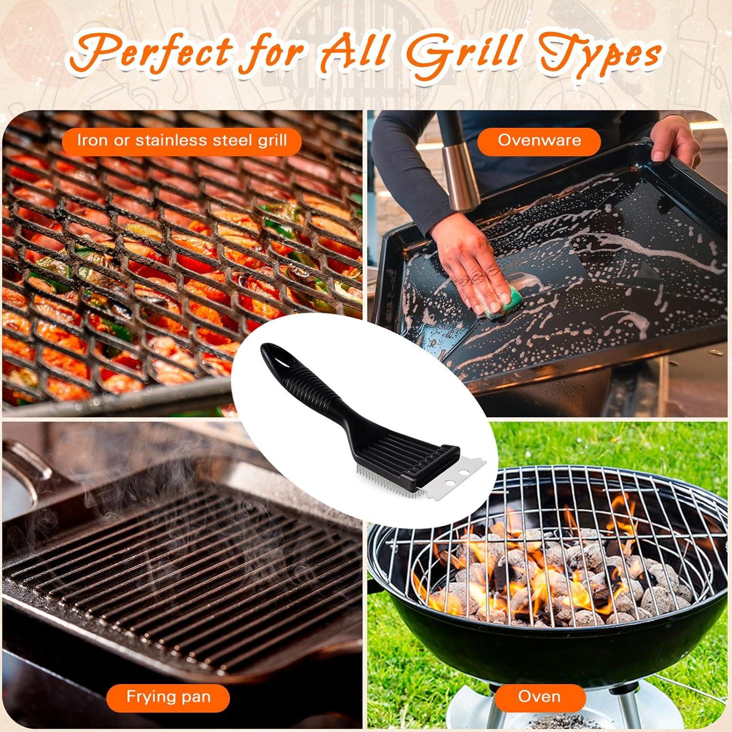 Juego de Cepillo y Raspador de Parrilla KINYFY 2 Pcs Acero Inoxidable