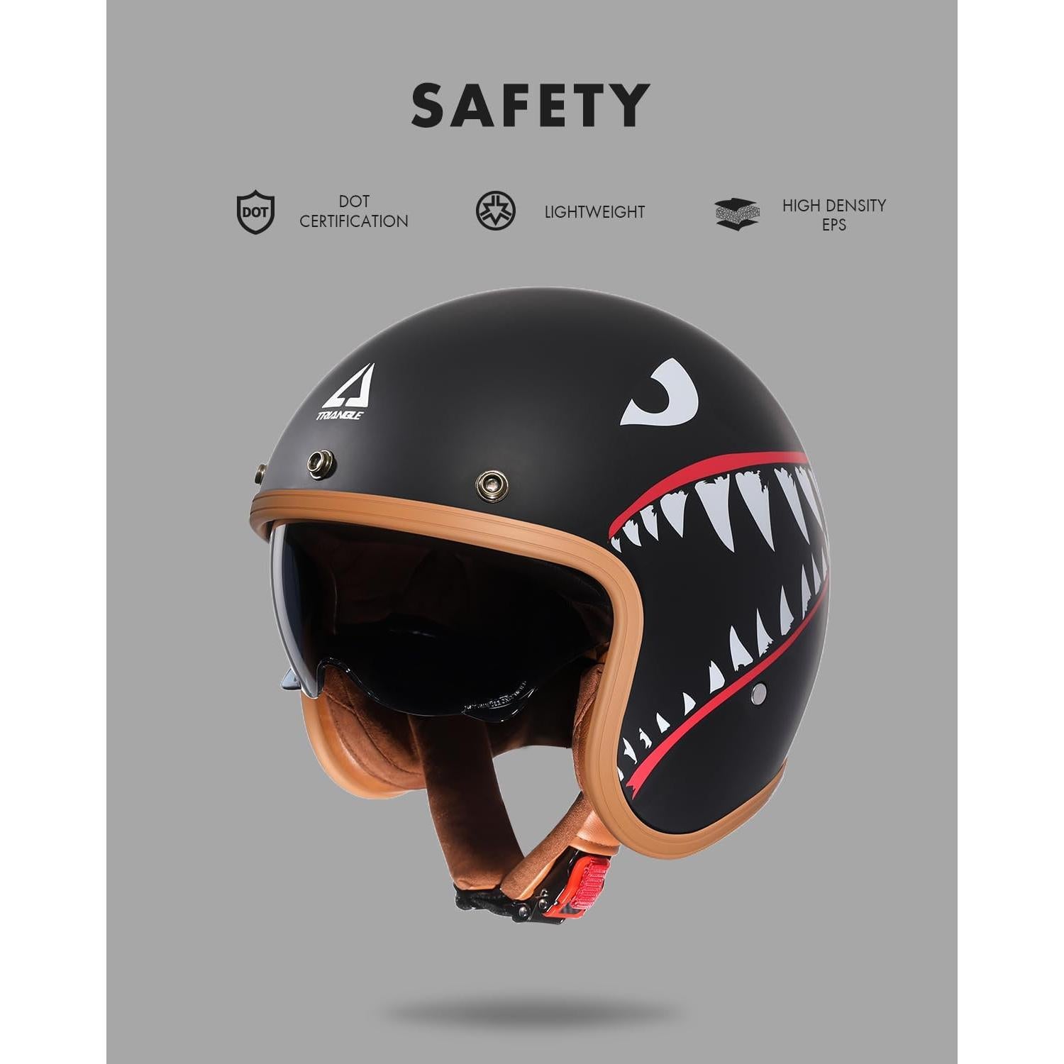 Casco de Moto Triangle B206 Retro Abierto XL con Visera