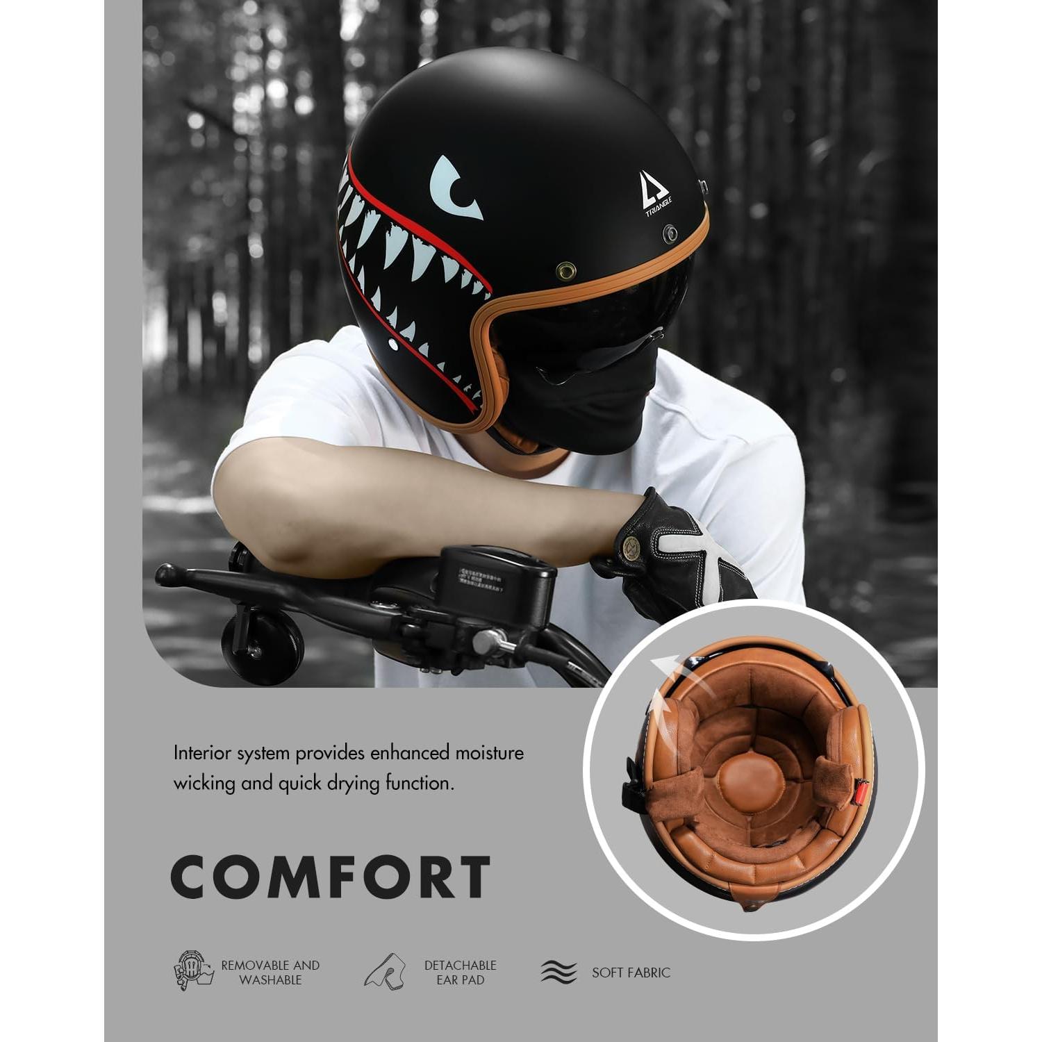 Casco de Moto Triangle B206 Retro Abierto XL con Visera