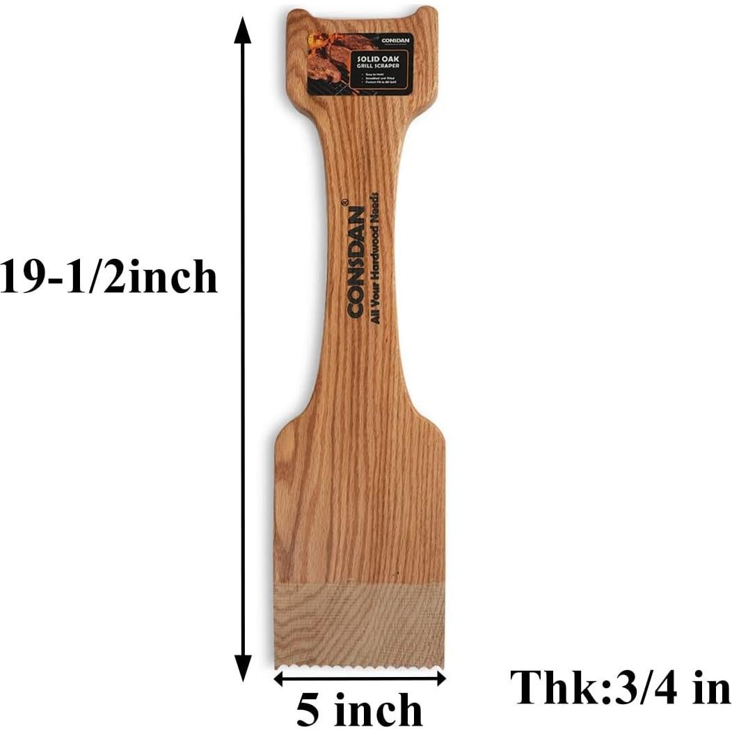 Raspador de Parrilla de Madera CONSDAN 52x13 cm Roble Sólido