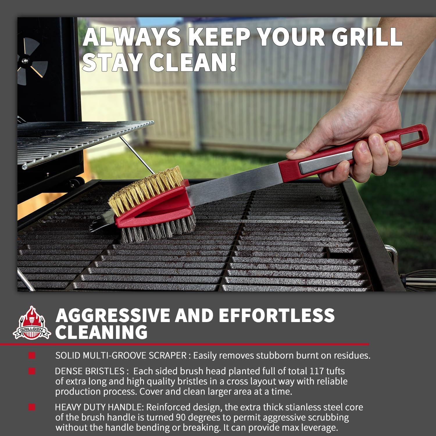 Cepillo y Raspador para Parrilla GRILLGEN 42 cm Acero Inoxidable