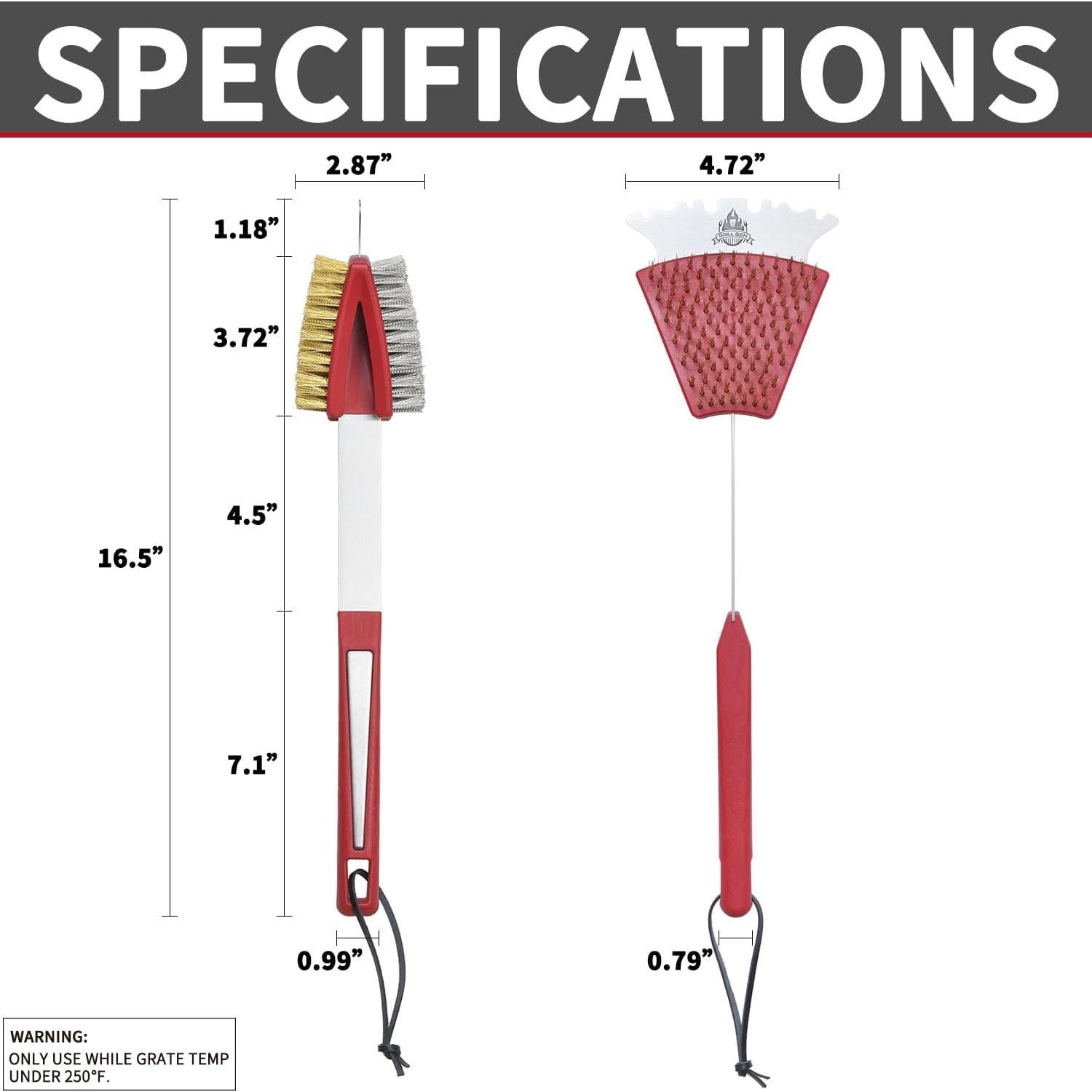 Cepillo y Raspador para Parrilla GRILLGEN 42 cm Acero Inoxidable