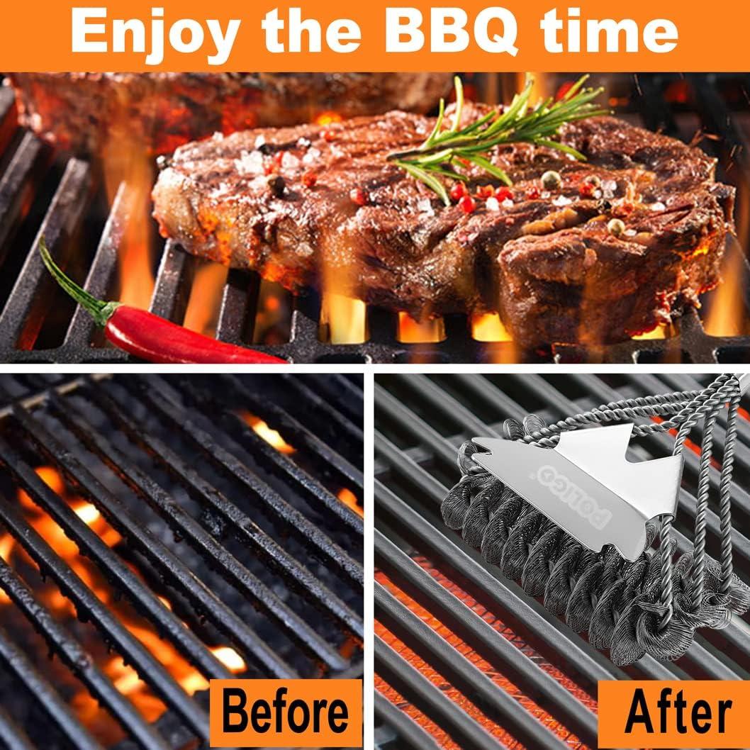 Cepillo y Raspador de Parrilla POLIGO 45.72 cm Acero Inoxidable