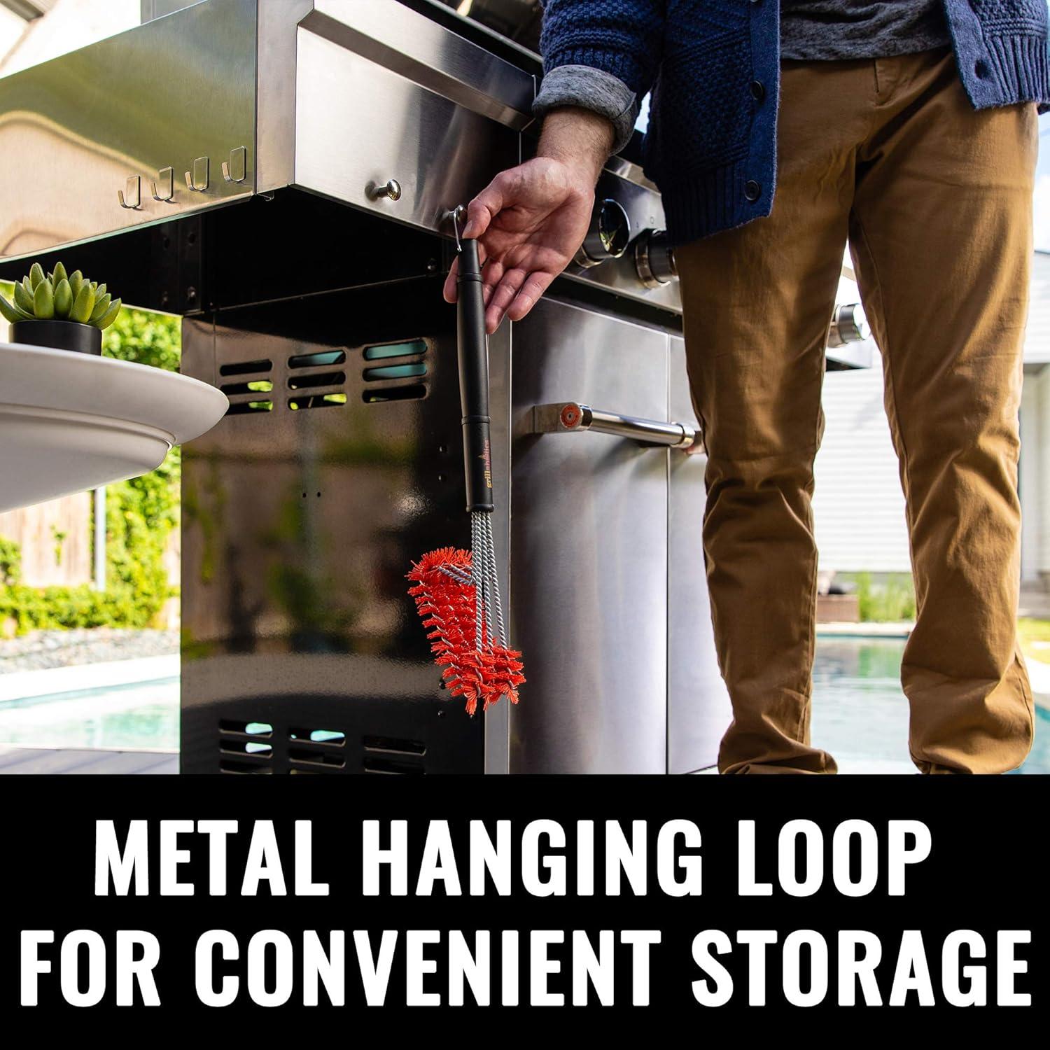 Cepillo de Nylon para Parrilla Grillaholics - Seguro para Porcelana