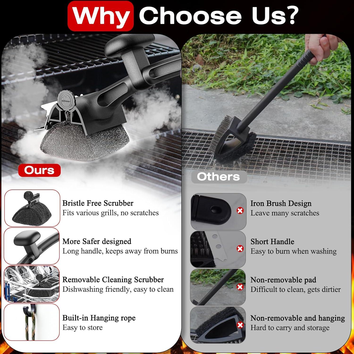 Cepillo para Parrilla TMEDW 2 en 1 - Limpieza Segura y Eficaz