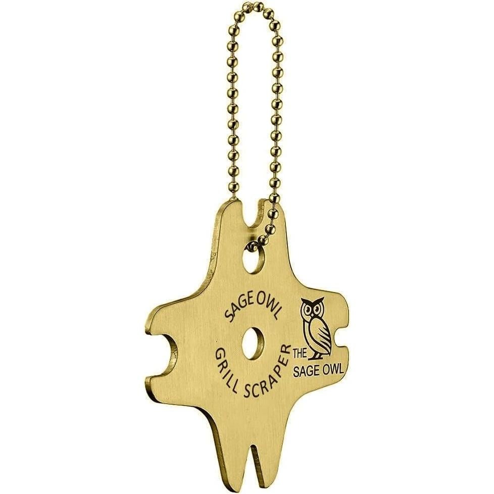 Raspador de Parrilla Sage Owl de Latón - Limpieza Segura y Eficaz