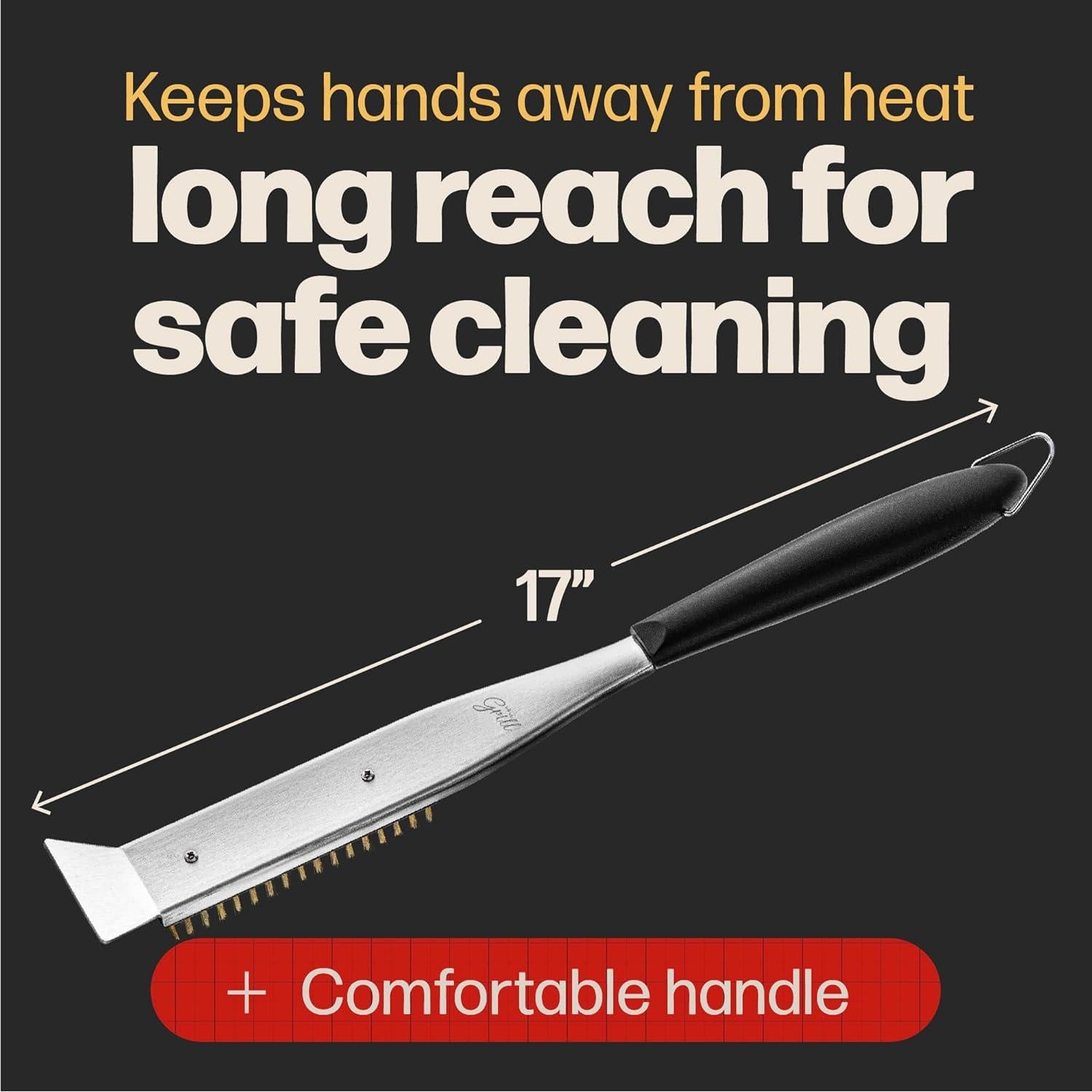 Cepillo y Raspador de Limpieza Hans Grill 2-en-1 43 cm