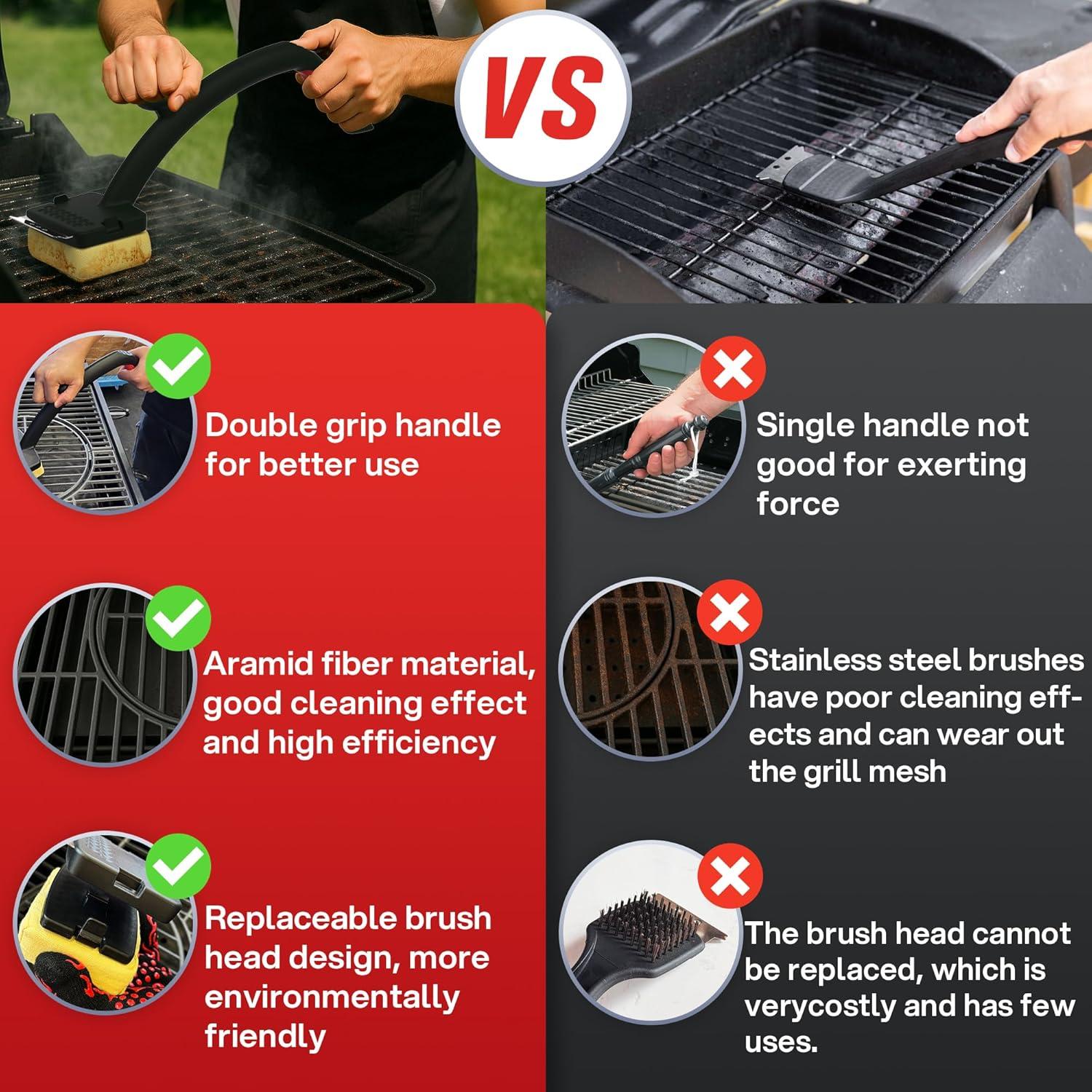 Cepillo para Parrilla BBQtrips Sin Cerda 43.18cm con Raspador