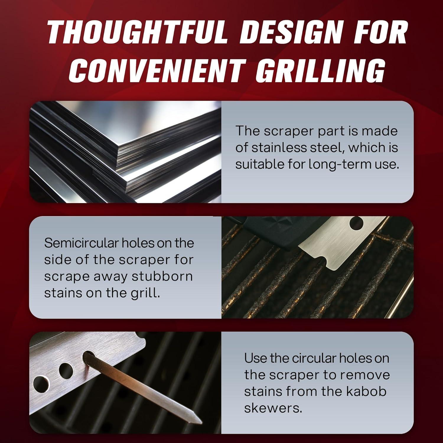 Cepillo para Parrilla BBQtrips Sin Cerda 43.18cm con Raspador