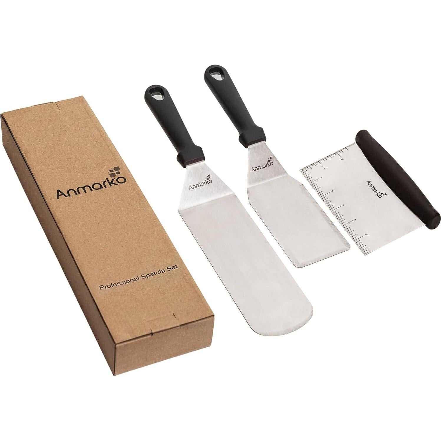 Juego de Espátulas de Acero Inoxidable Anmarko - 3 Piezas