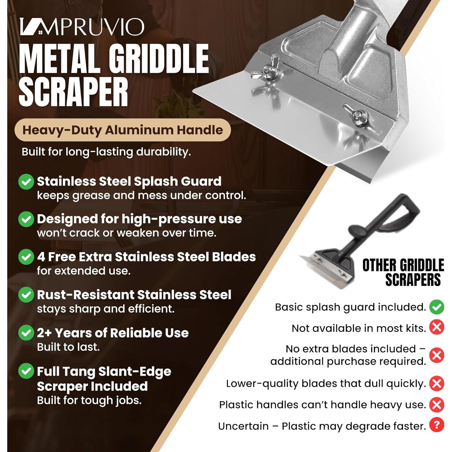 Juego de Raspadores de Plancha IMPRUVIO con 4 Cuchillas