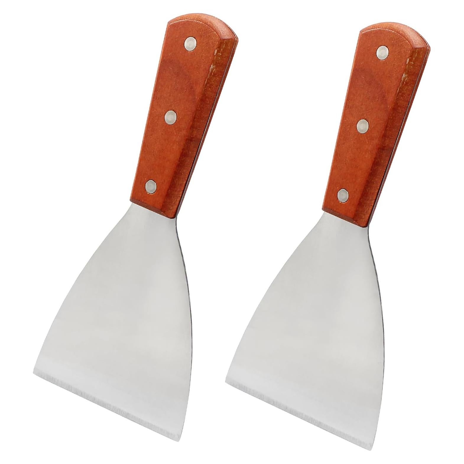 2 Espátulas Raspadoras de Acero Inoxidable Rierdge con Mango de Madera