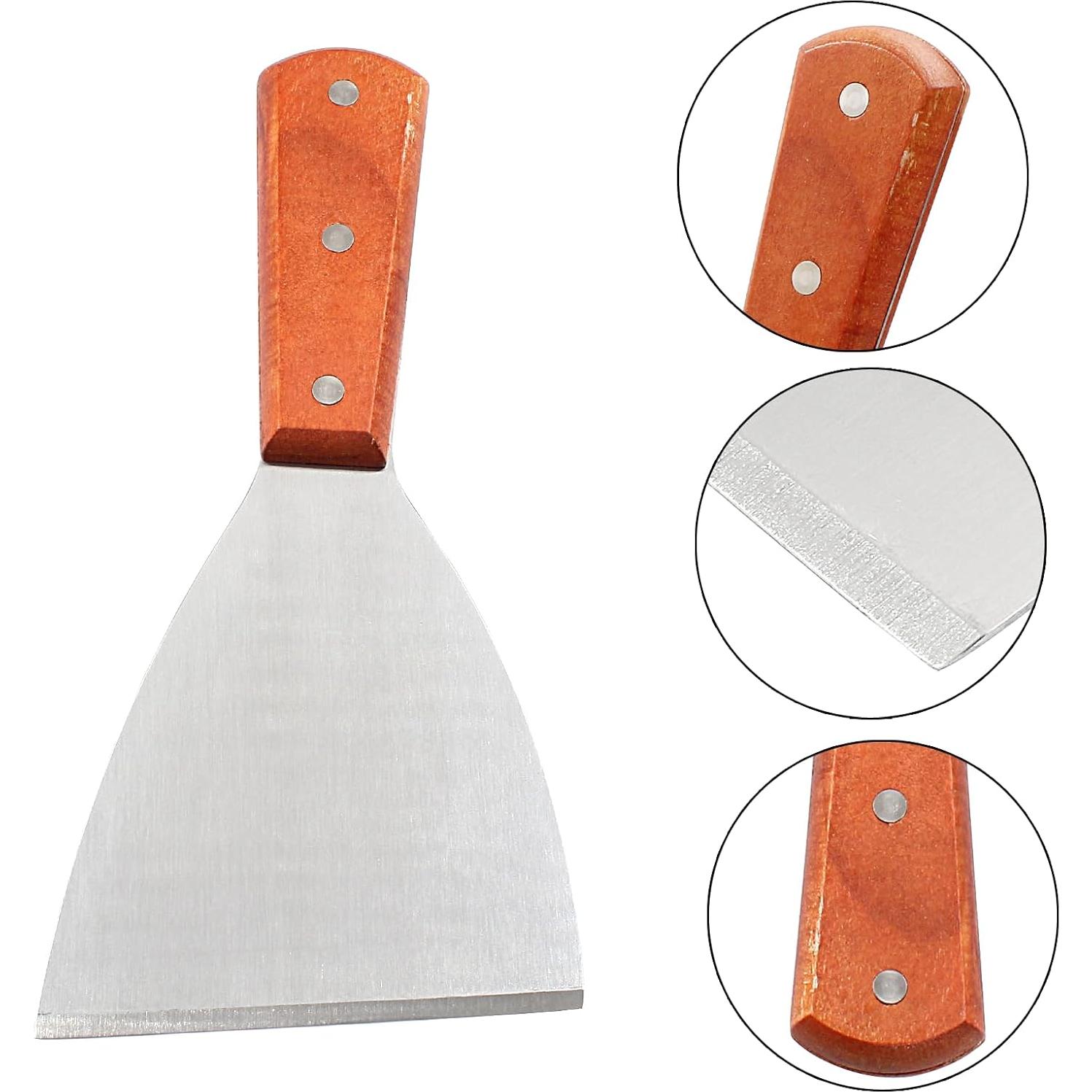 2 Espátulas Raspadoras de Acero Inoxidable Rierdge con Mango de Madera