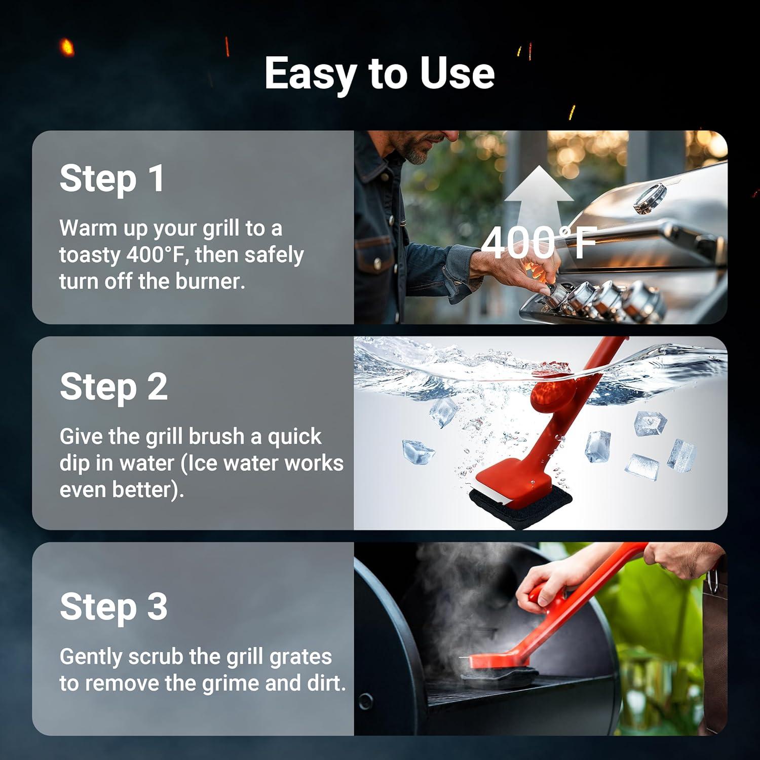 Cepillo para Parrilla ThermoMaven BQ03 con 3 Cabezas Reemplazables