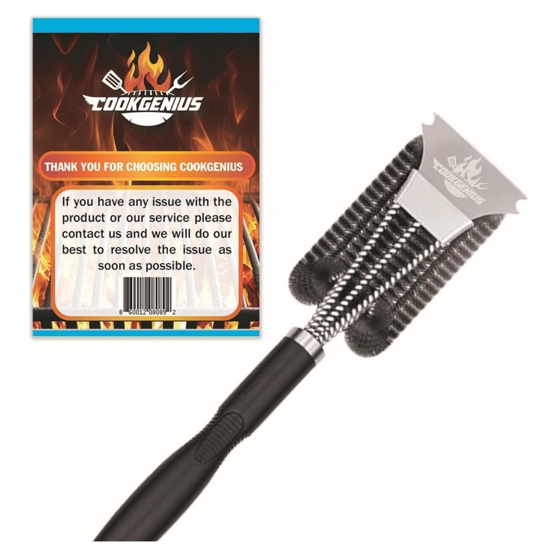 Cepillo y Raspador para Parrilla CookGenius - Sin Cerdas, 38.1x12.7cm