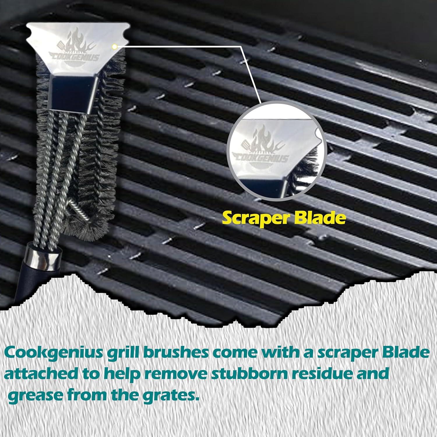 Cepillo y Raspador para Parrilla CookGenius - Sin Cerdas, 38.1x12.7cm