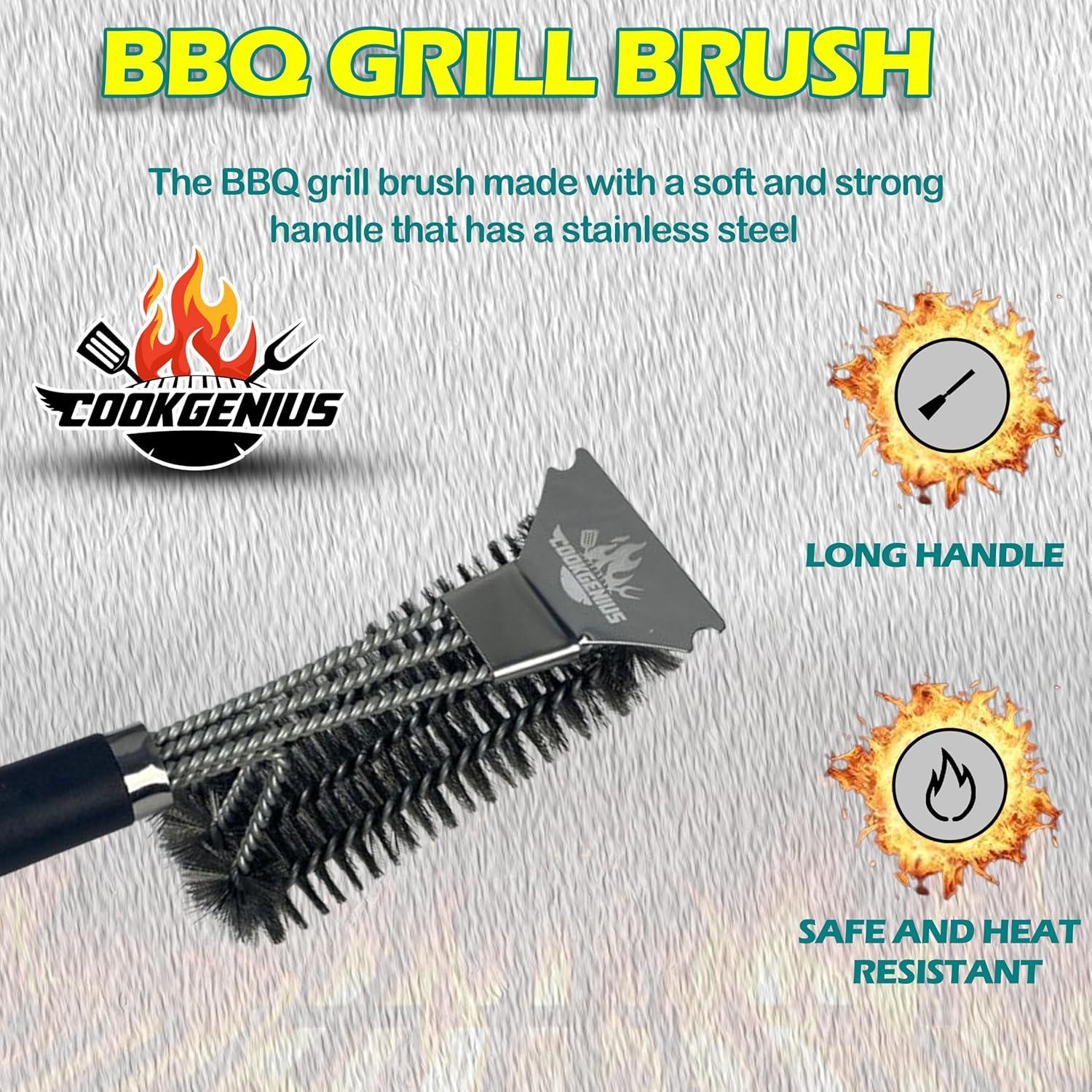 Cepillo y Raspador para Parrilla CookGenius - Sin Cerdas, 38.1x12.7cm