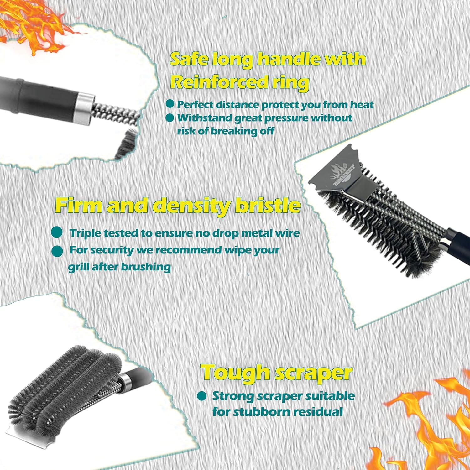 Cepillo y Raspador para Parrilla CookGenius - Sin Cerdas, 38.1x12.7cm