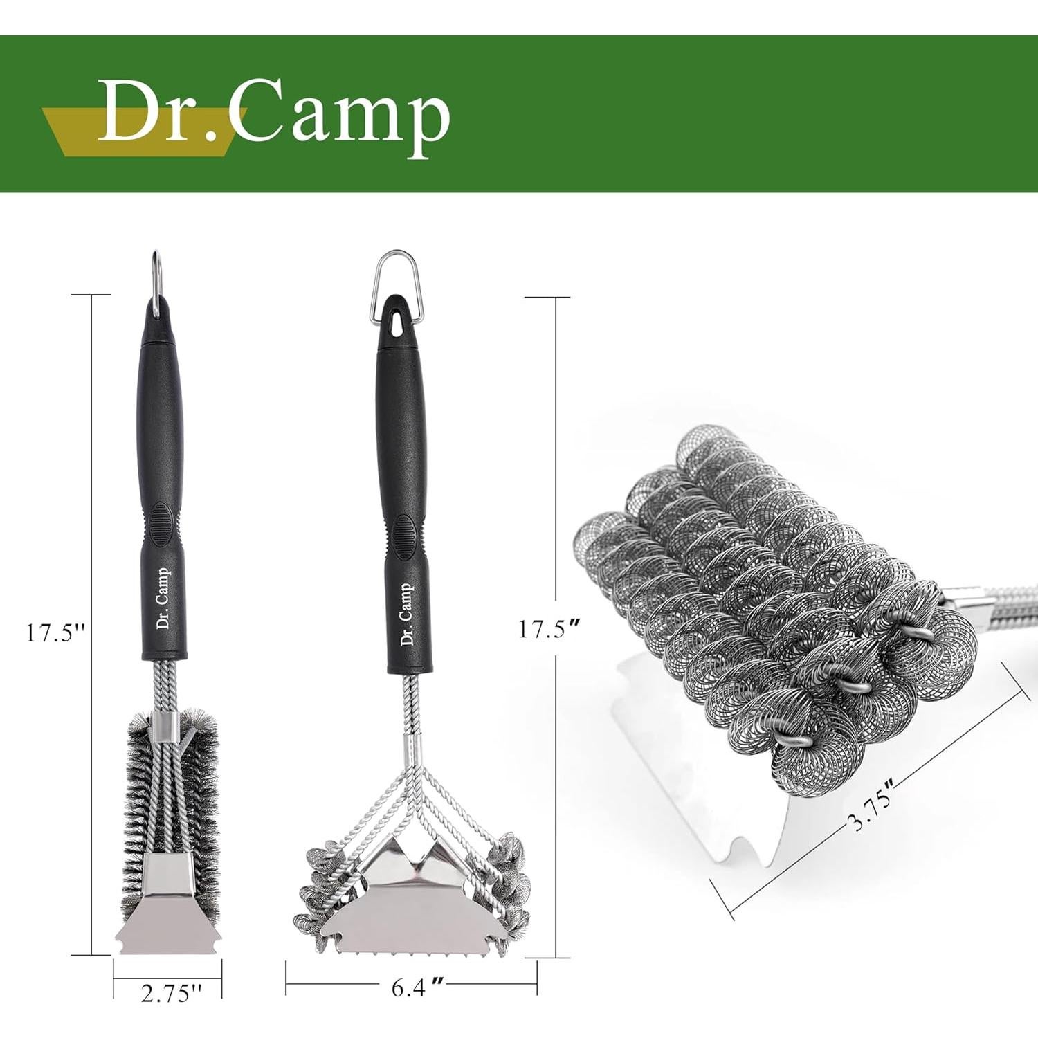 Juego de 2 Cepillos de Acero Inoxidable para BBQ Dr.Camp