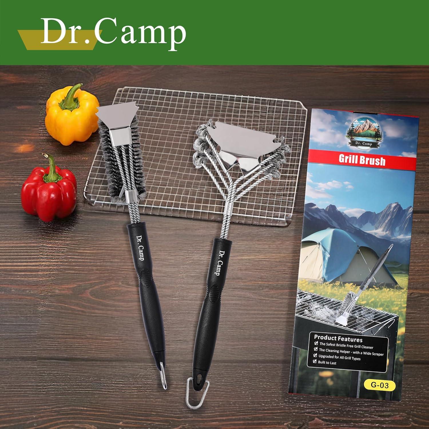 Juego de 2 Cepillos de Acero Inoxidable para BBQ Dr.Camp