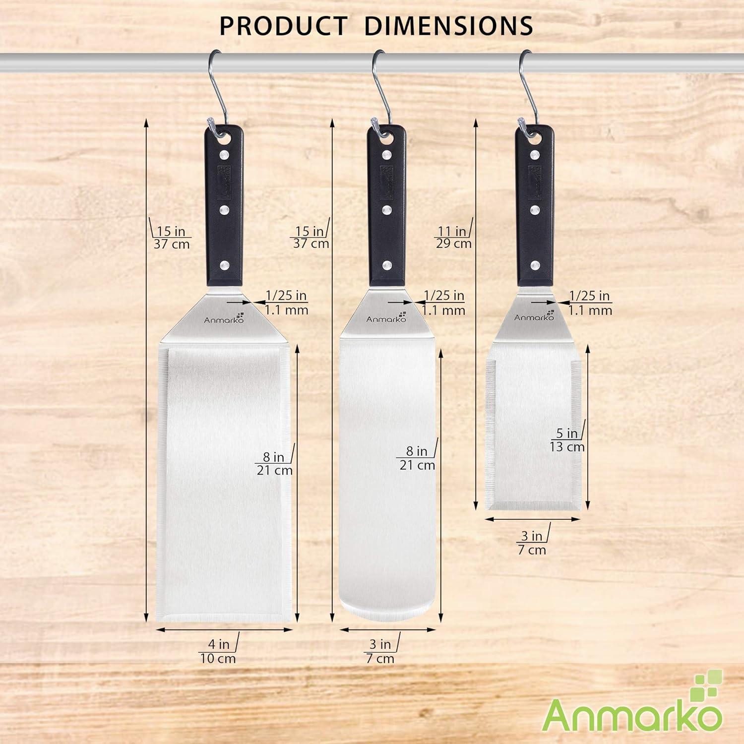 Juego de Espátulas de Acero Inoxidable Anmarko - 3 Piezas