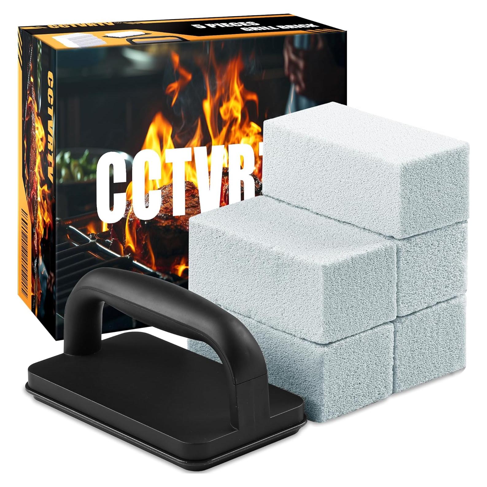 Kit de Limpieza de Parrilla CCTVRTV - 5 Ladrillos y Mango
